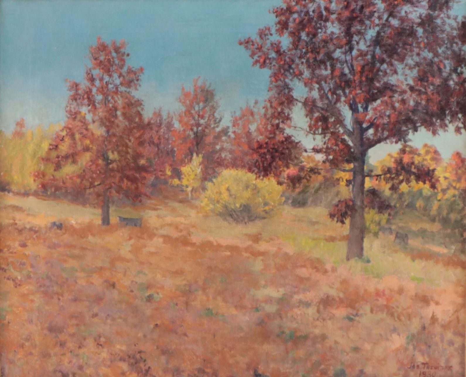 Joseph Trevitts Autumnal Landscape Oil Painting, 1930