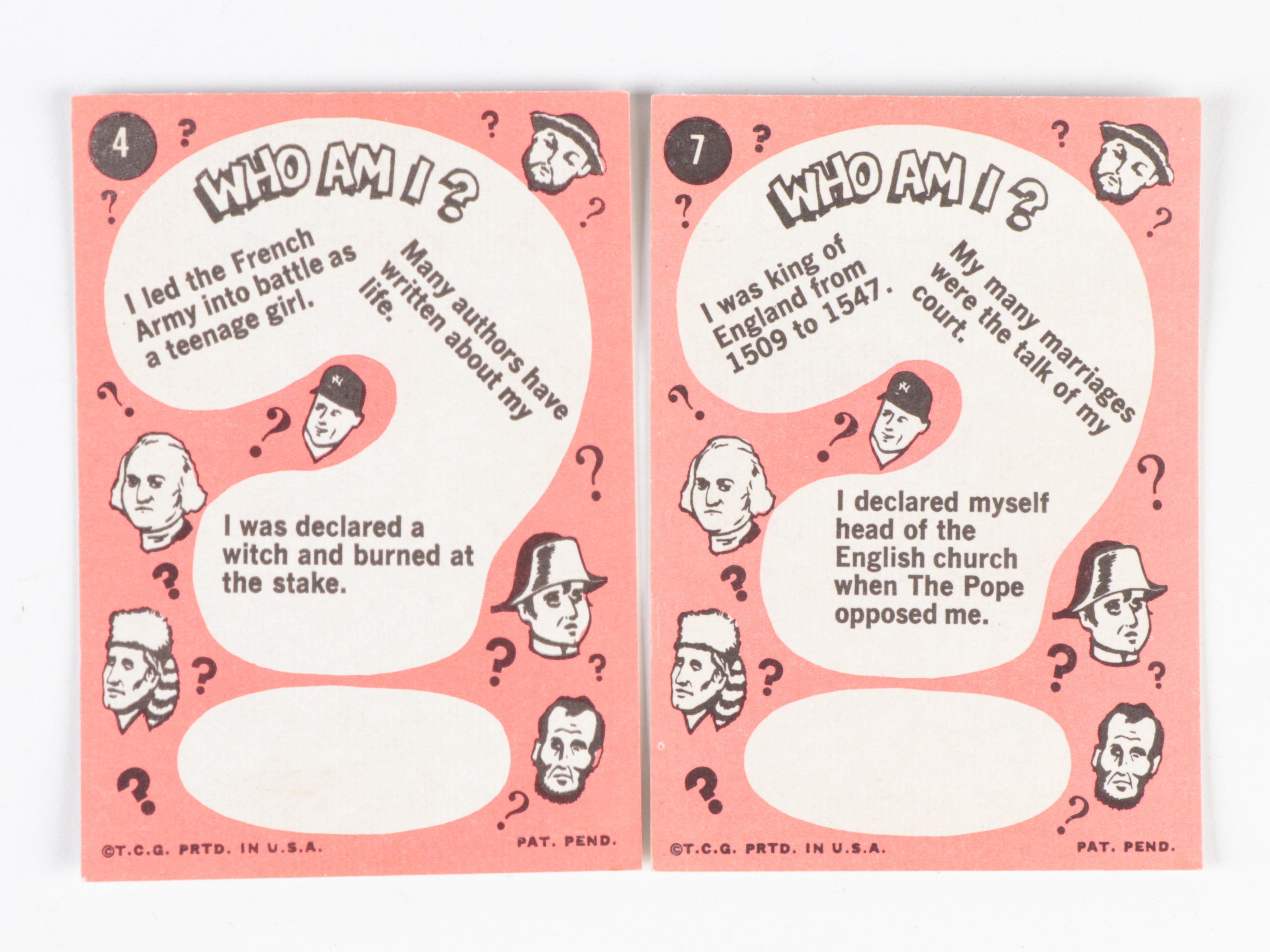 1967 Topps Who Am I? Historical Figures Trading Cards with George Washington