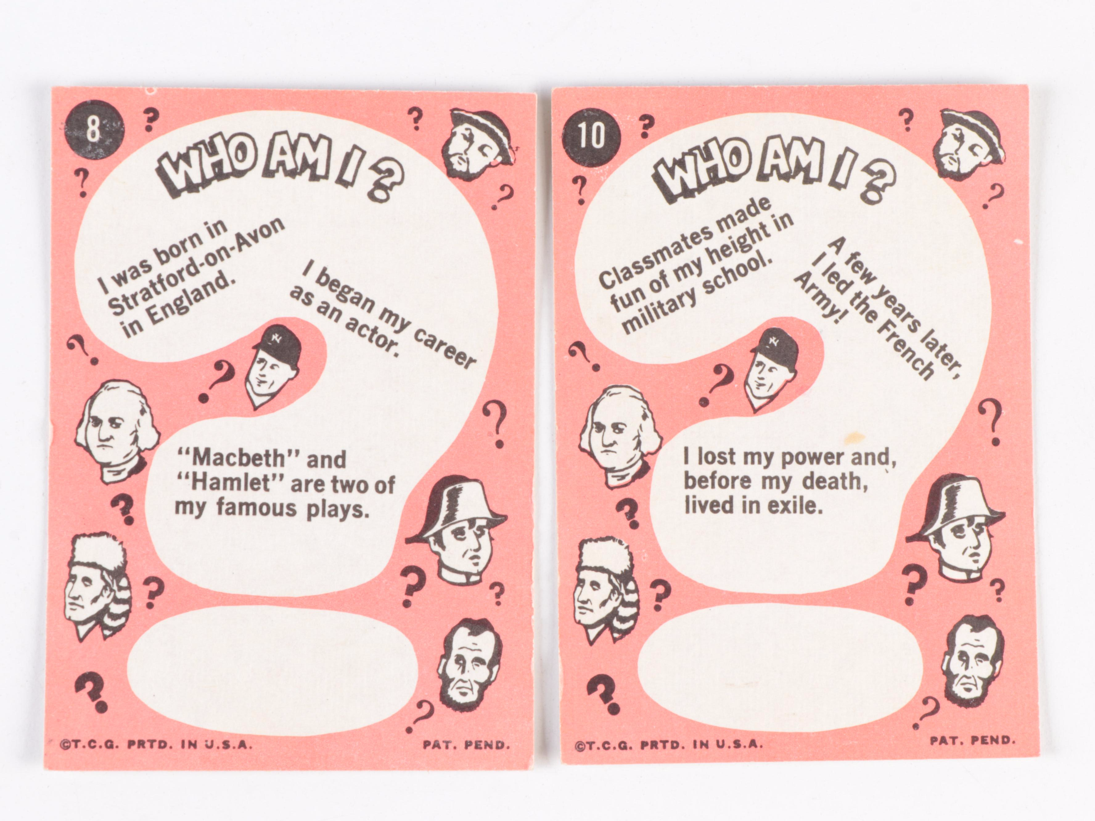 1967 Topps Who Am I? Historical Figures Trading Cards with George Washington