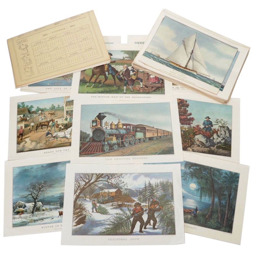 Offset Lithograph Calendars After Currier & Ives "The Travelers," 1968-1973
