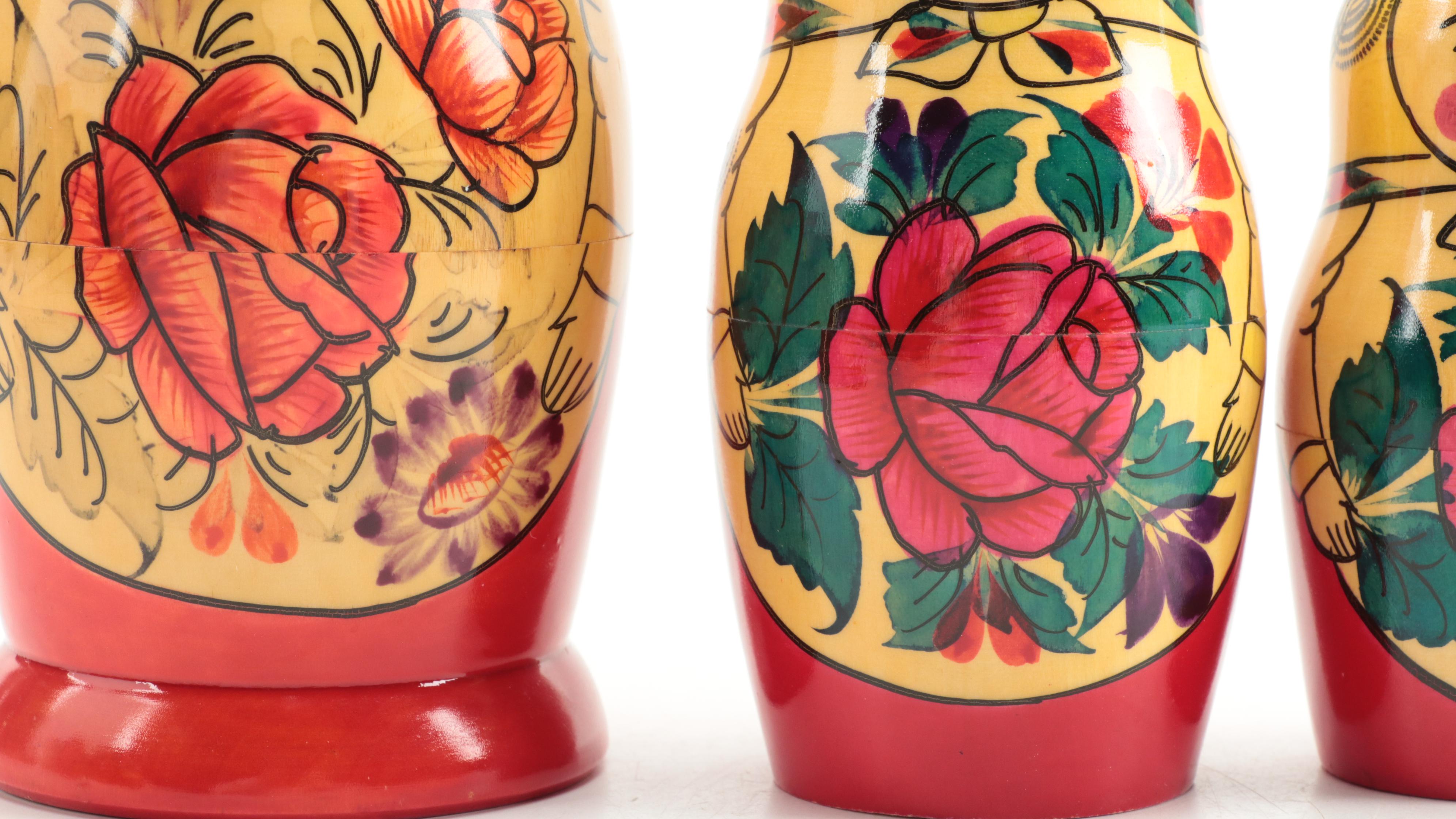 Russian Hand-Painted Wooden Matryoshka Doll Sets