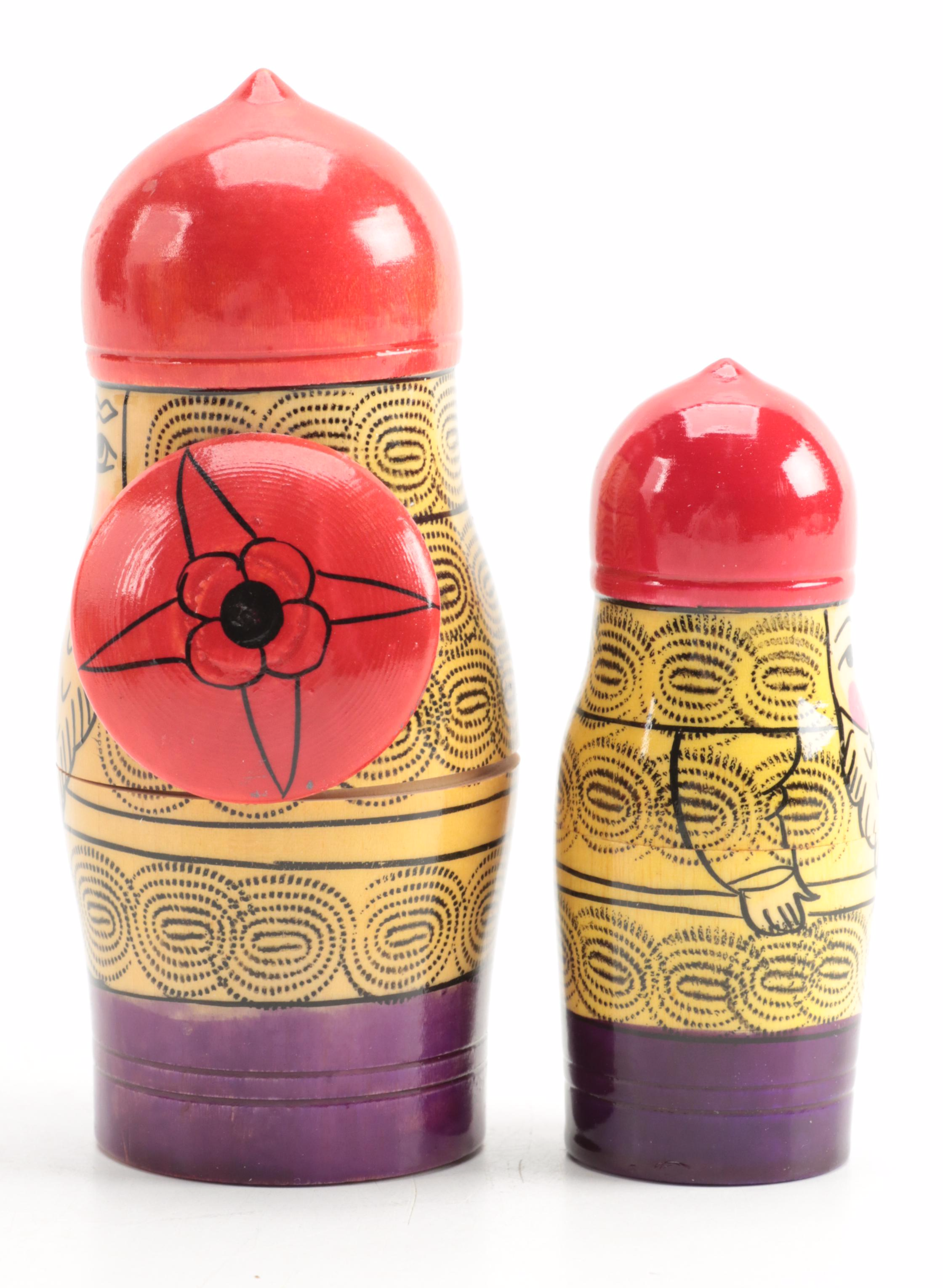 Russian Hand-Painted Wooden Matryoshka Doll Sets