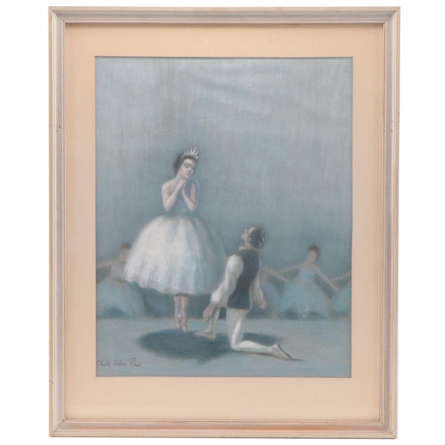 Charles Arthur Rose Pastel Drawing of Ballerinas, Late 20th Century