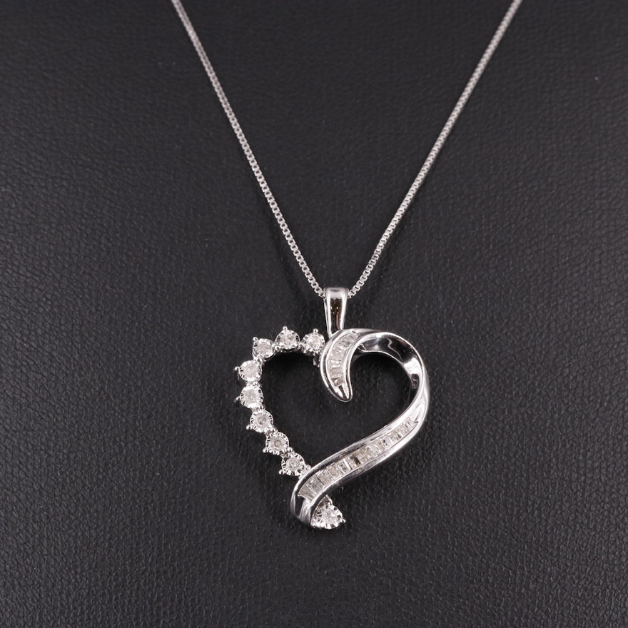 Sterling 0.26 CTW Diamond Heart Necklace
