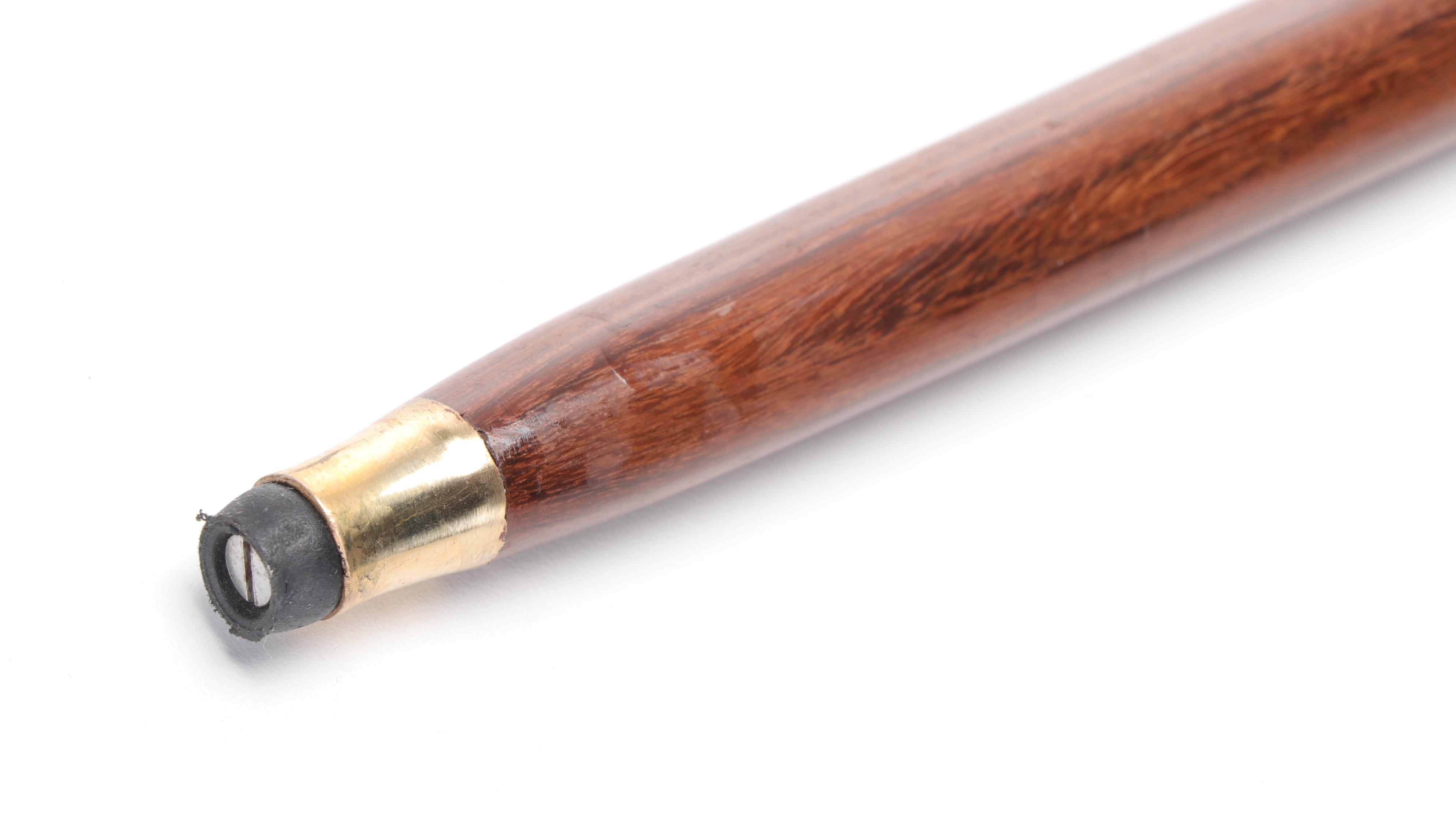 Hand-Carved Wooden Sword Cane With Brass Inlay
