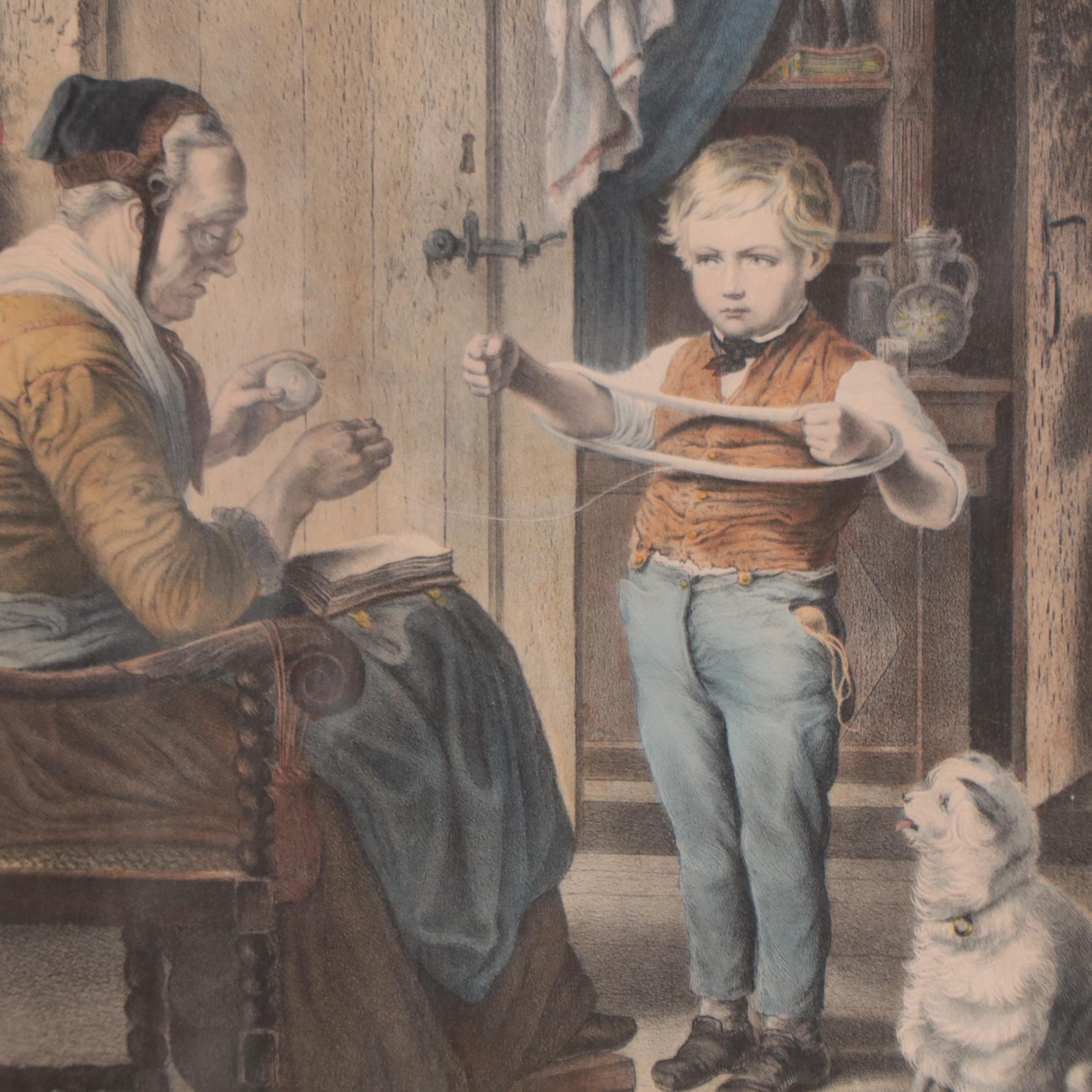 Currier & Ives Hand-Colored Lithograph "The Trial of Patience"