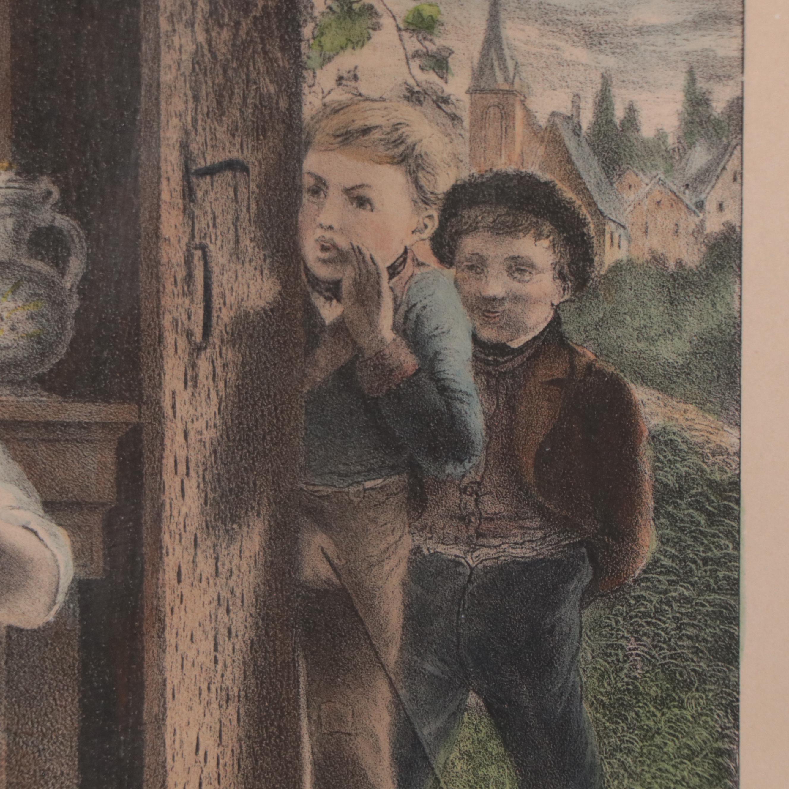 Currier & Ives Hand-Colored Lithograph "The Trial of Patience"