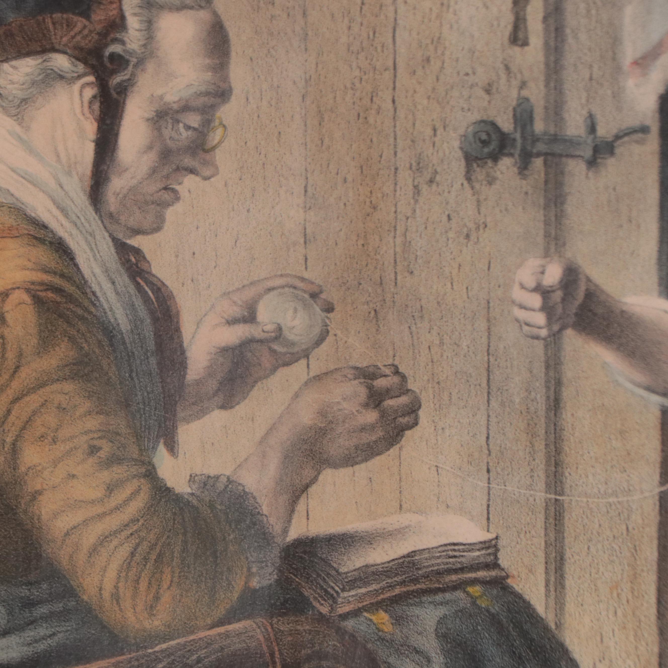 Currier & Ives Hand-Colored Lithograph "The Trial of Patience"