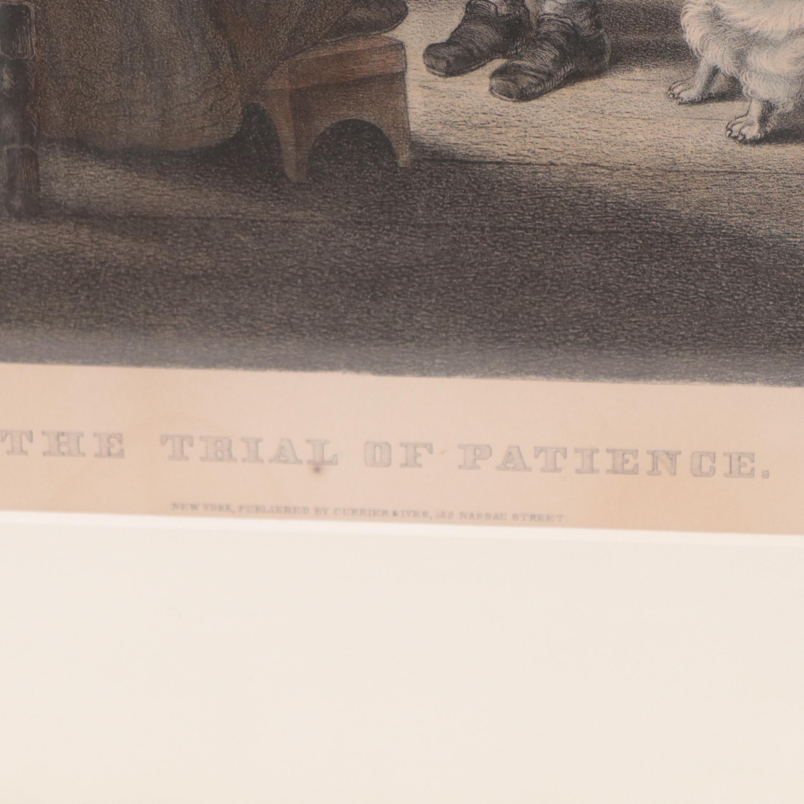 Currier & Ives Hand-Colored Lithograph "The Trial of Patience"
