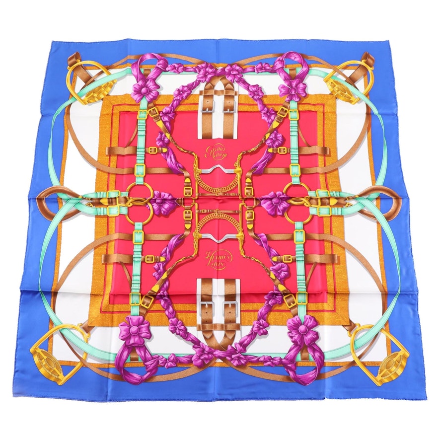 Hermès "Grand Manège" Scarf 90 in Silk Twill with Sleeve