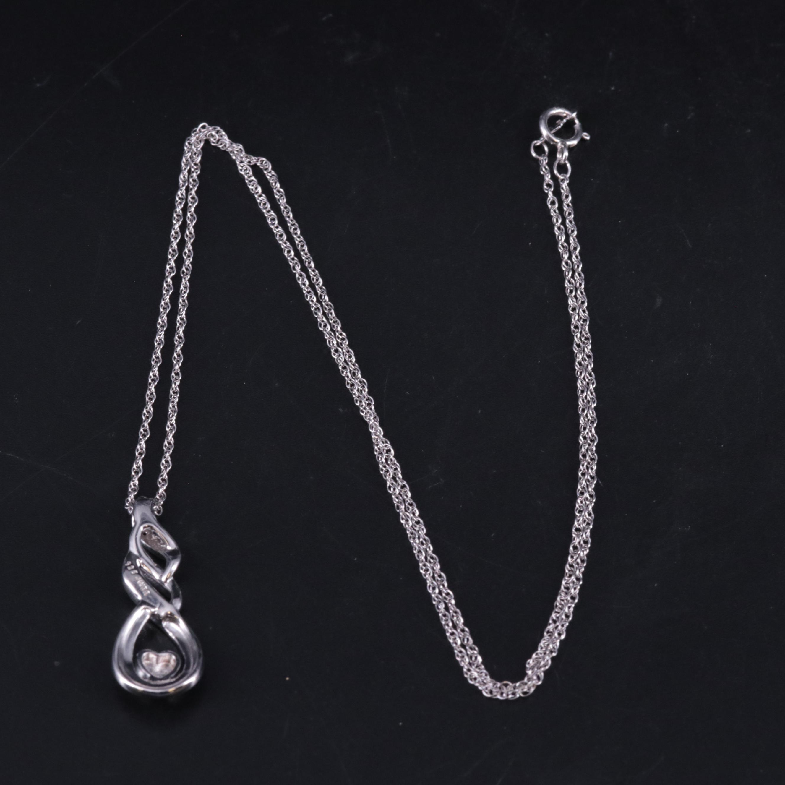 Sterling 0.003 CTW Diamond Pendant Necklace