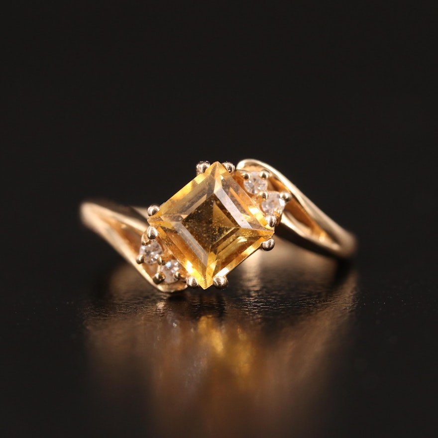 10K Citrine and Diamond Ring