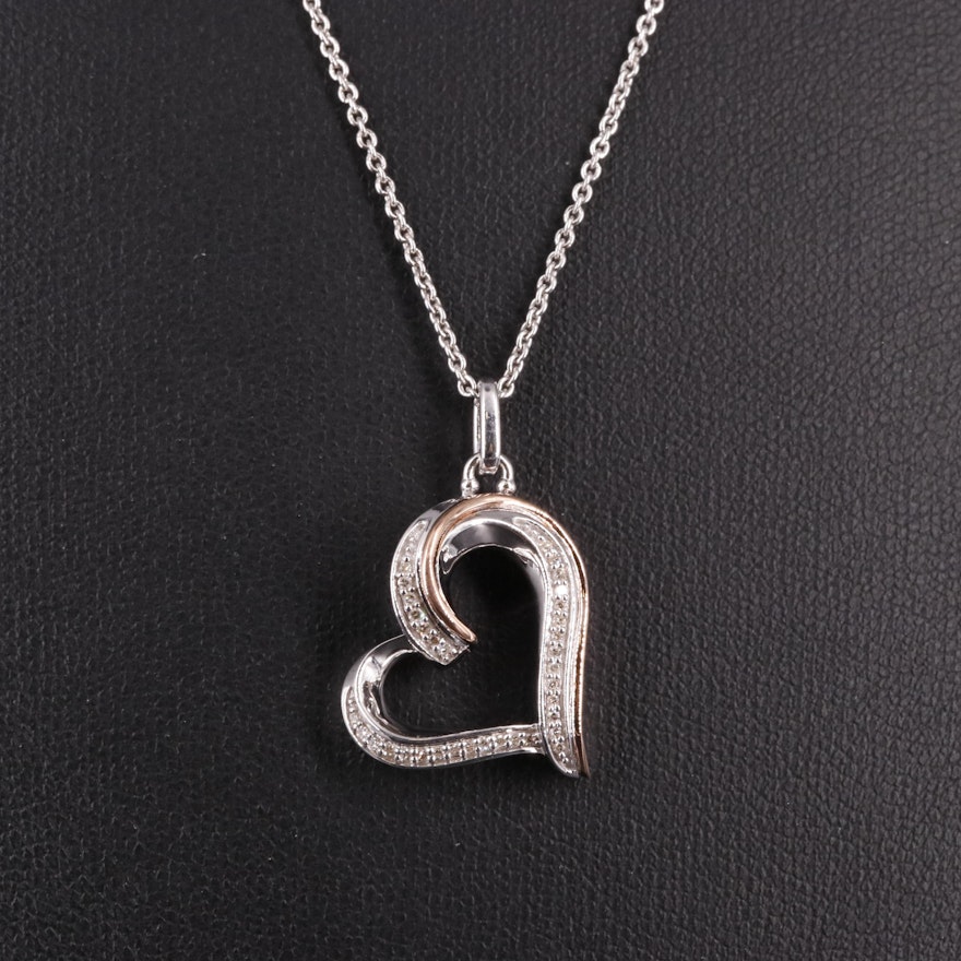 Sterling 0.11 CTW Diamond Heart Necklace