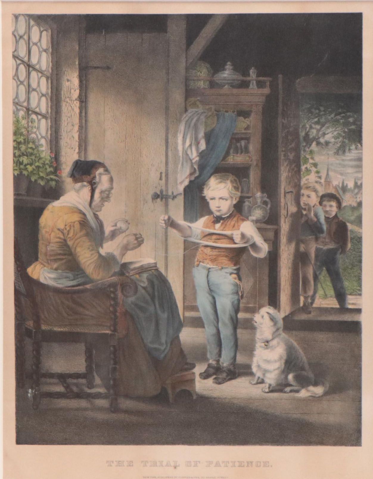 Currier & Ives Hand-Colored Lithograph "The Trial of Patience"