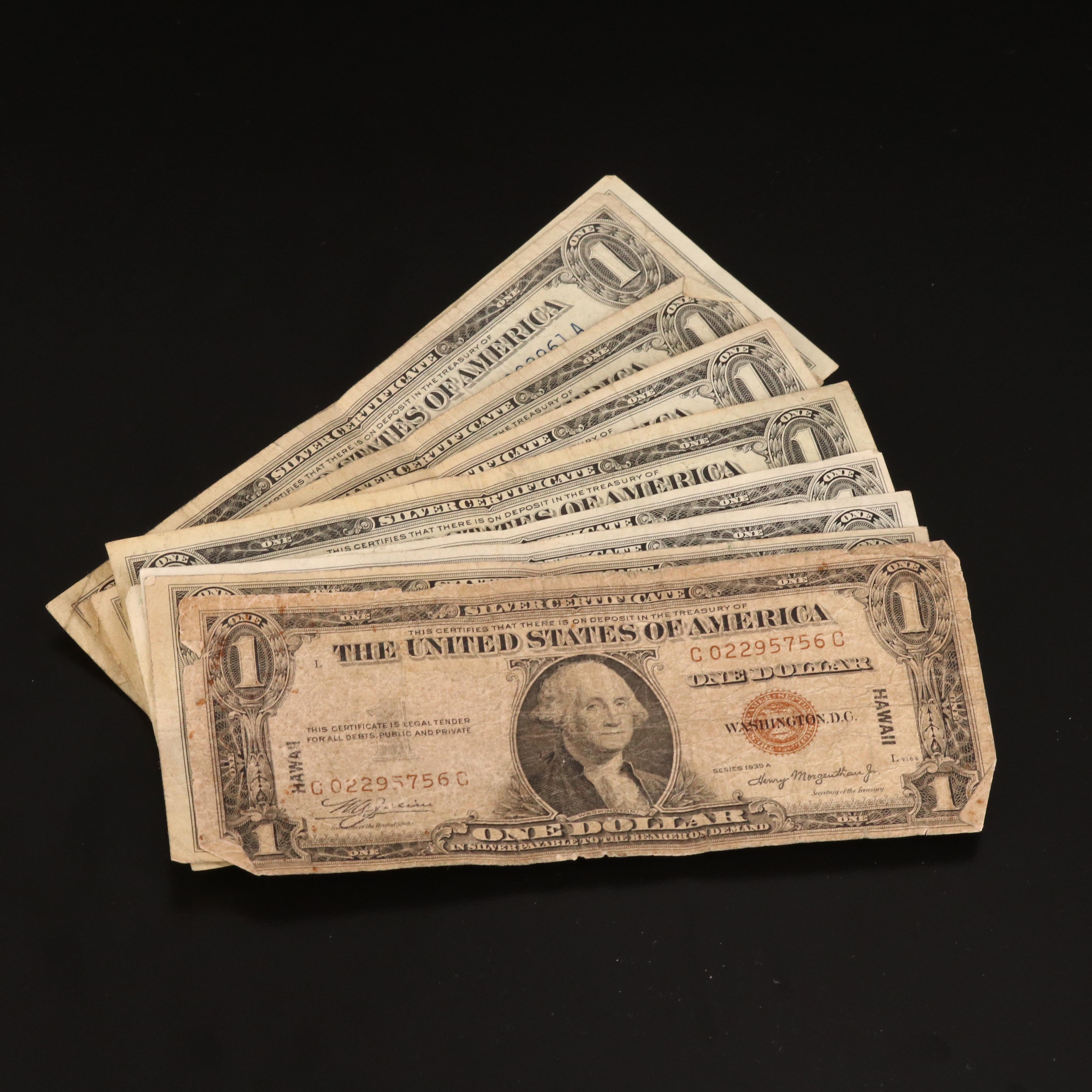 Eighteen Various U.S. Currency Notes Including an 1899 Black Eagle