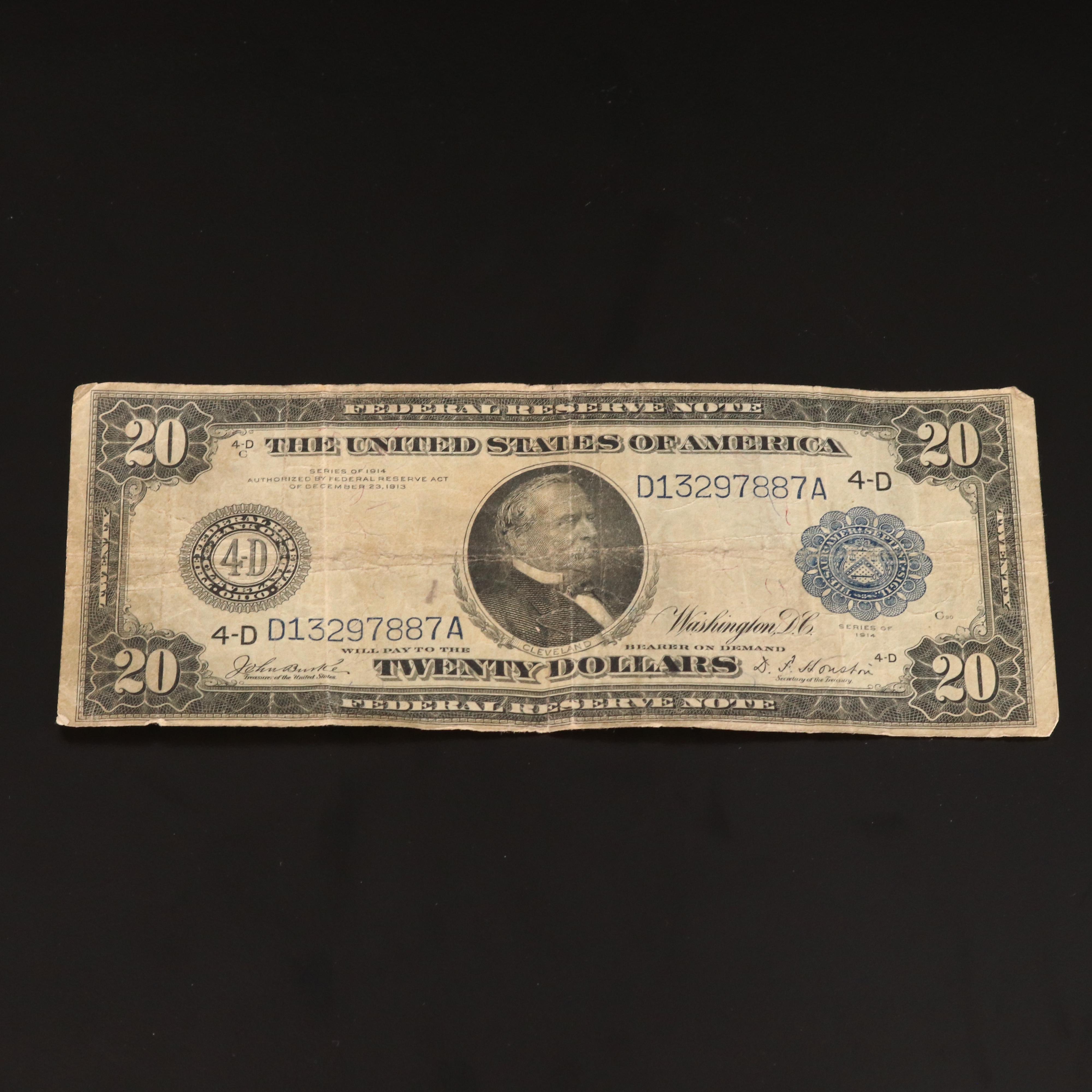 Eighteen Various U.S. Currency Notes Including an 1899 Black Eagle