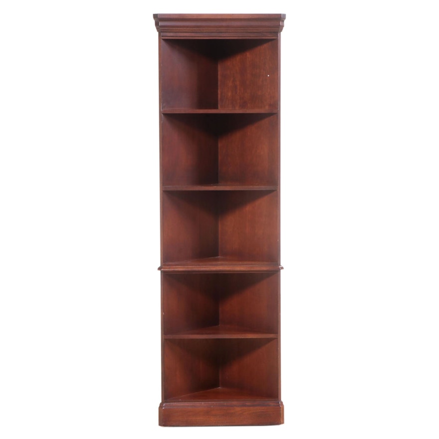 Mahogany-Finish Corner Bookshelf