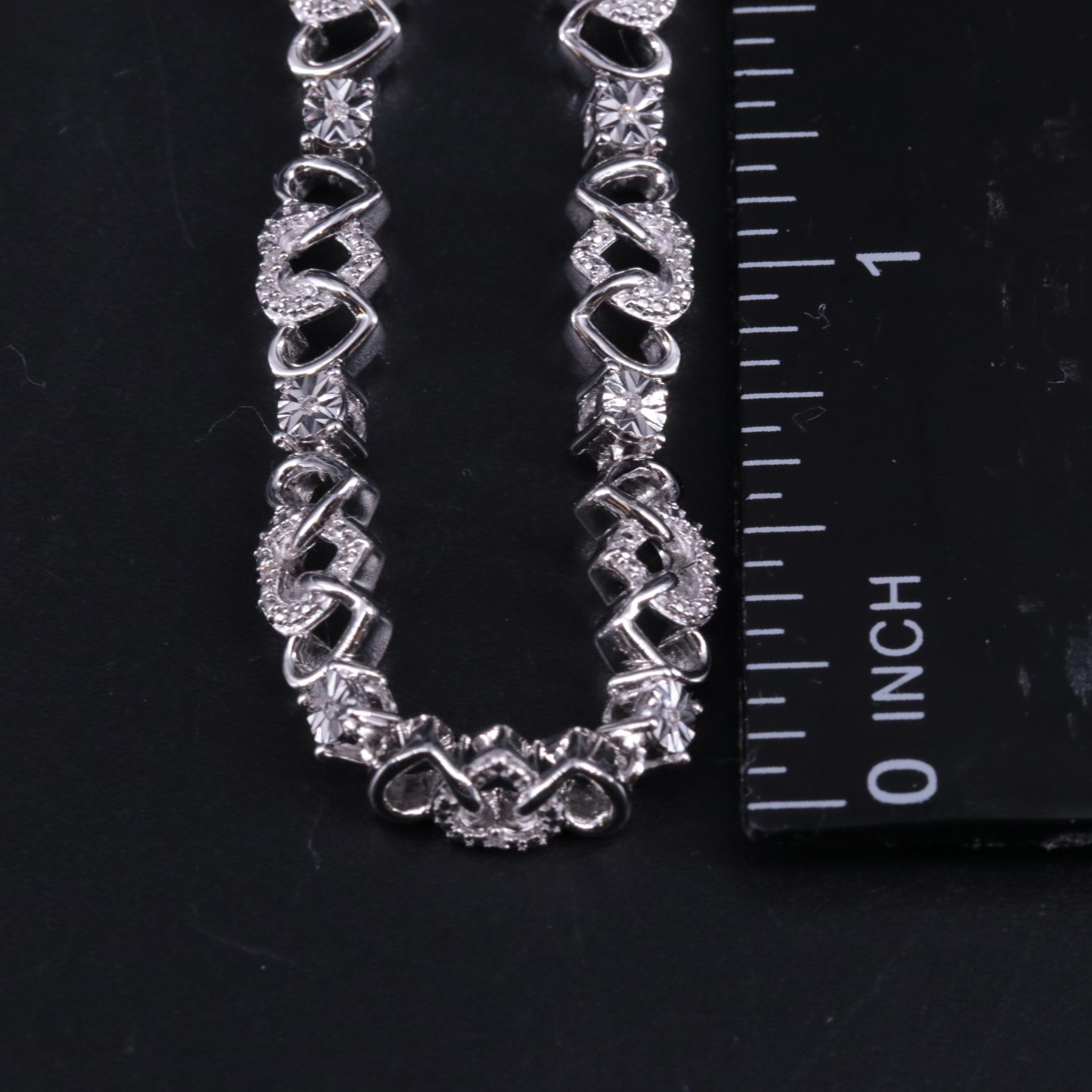 Sterling 0.05 CTW Diamond Hearts Bracelet