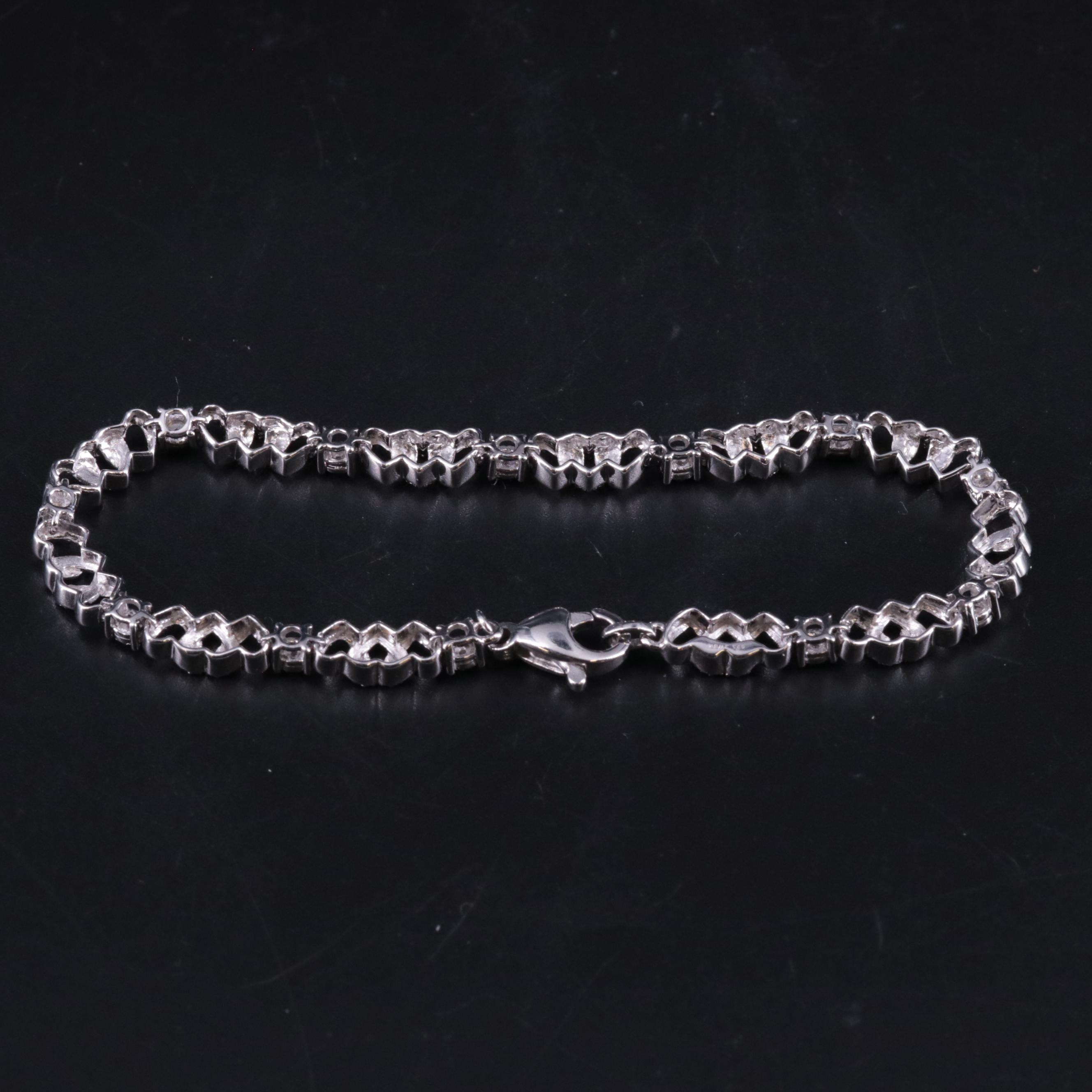 Sterling 0.05 CTW Diamond Hearts Bracelet