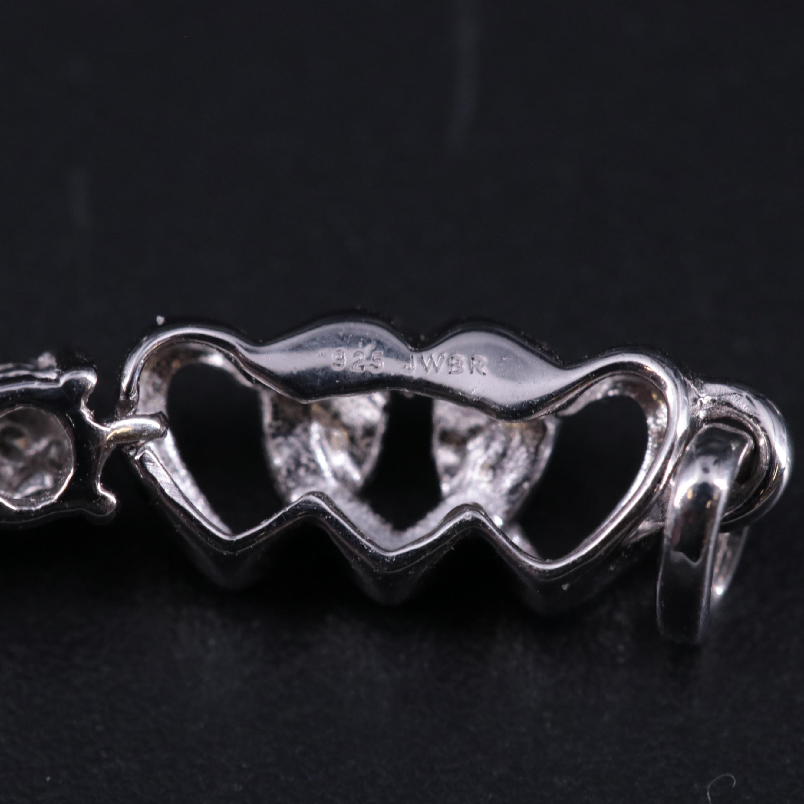 Sterling 0.05 CTW Diamond Hearts Bracelet