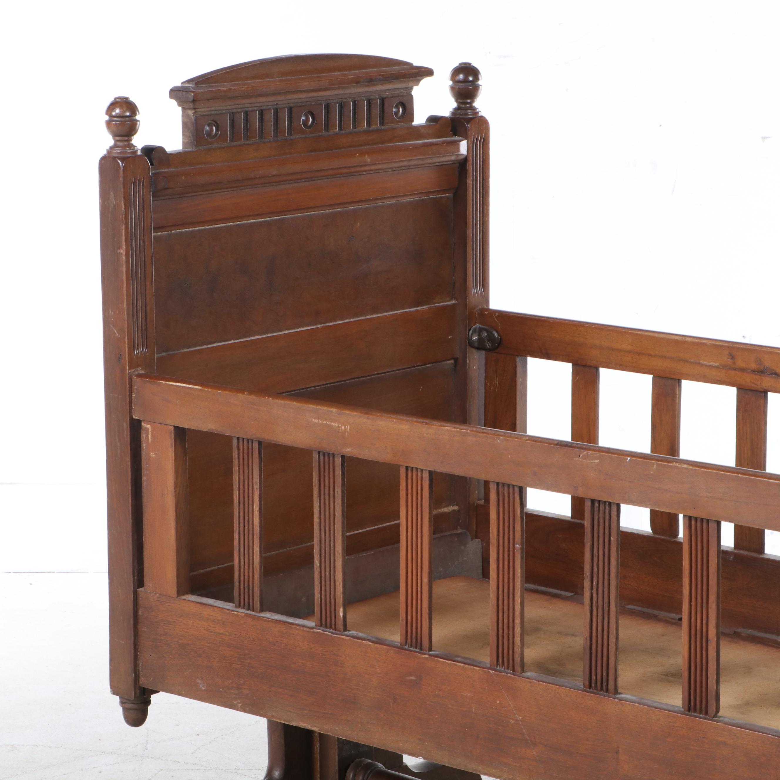 Victorian Walnut Crib, Late 19th Century