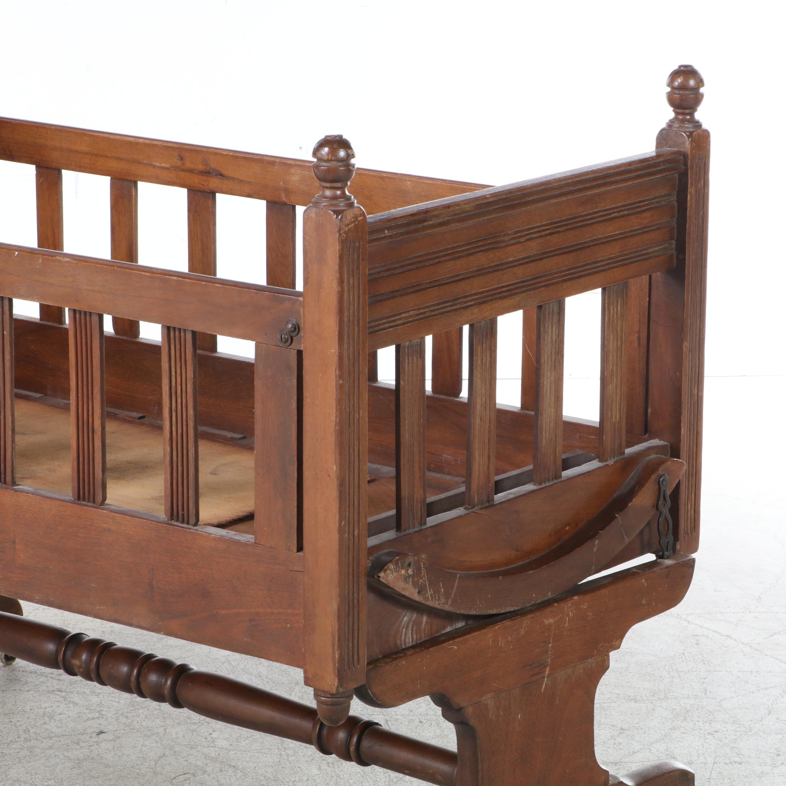 Victorian Walnut Crib, Late 19th Century