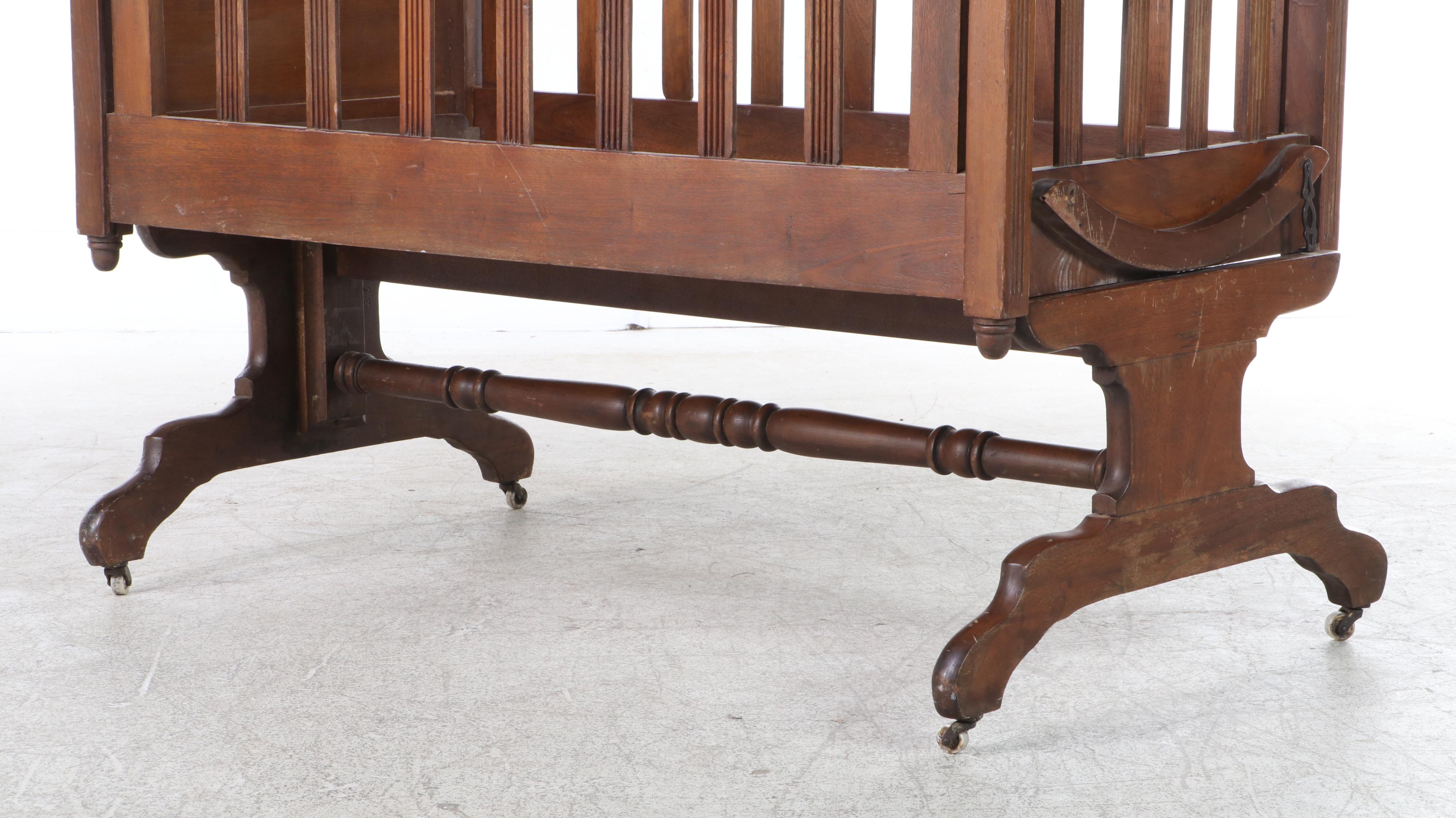 Victorian Walnut Crib, Late 19th Century