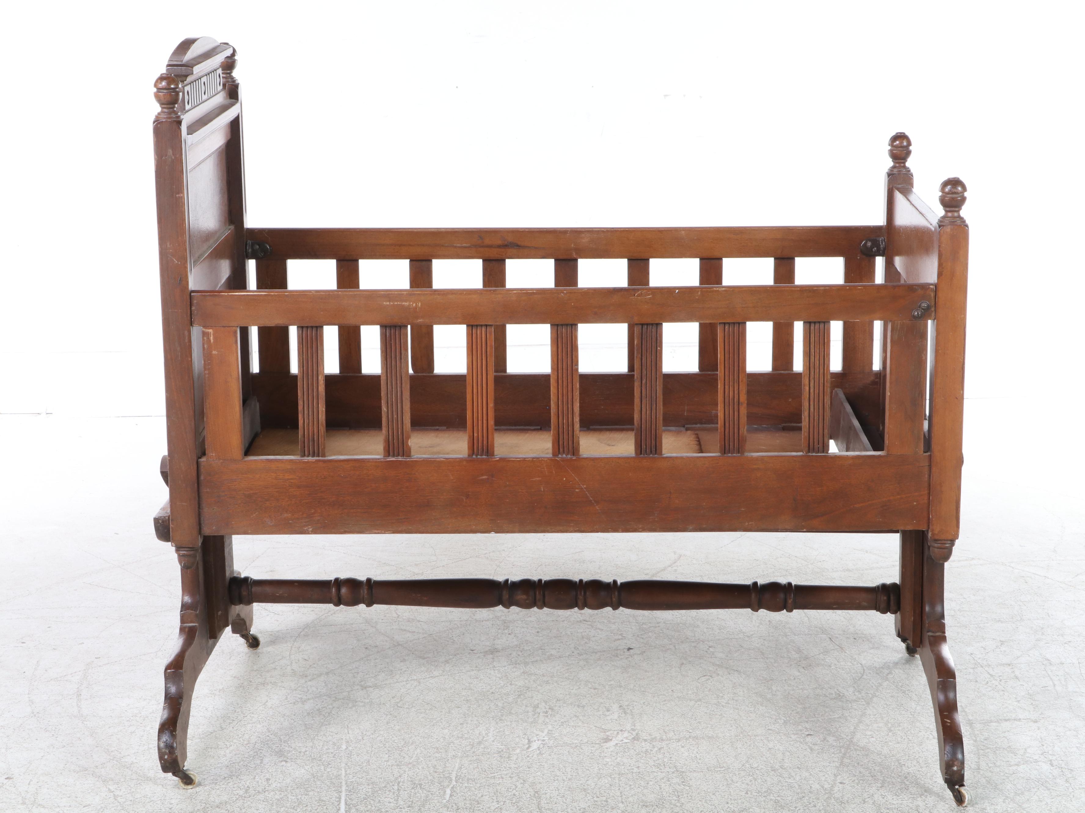 Victorian Walnut Crib, Late 19th Century