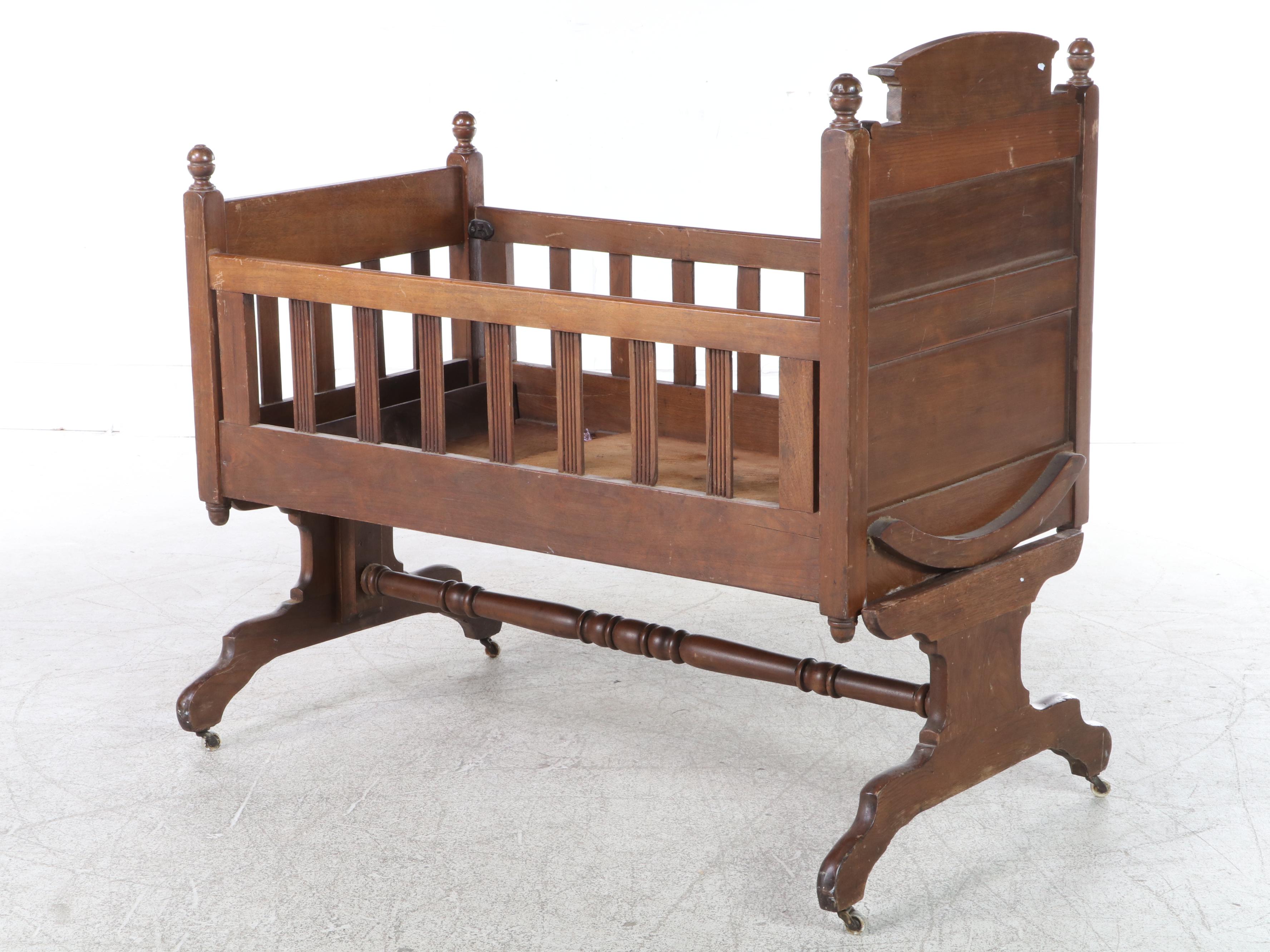 Victorian Walnut Crib, Late 19th Century