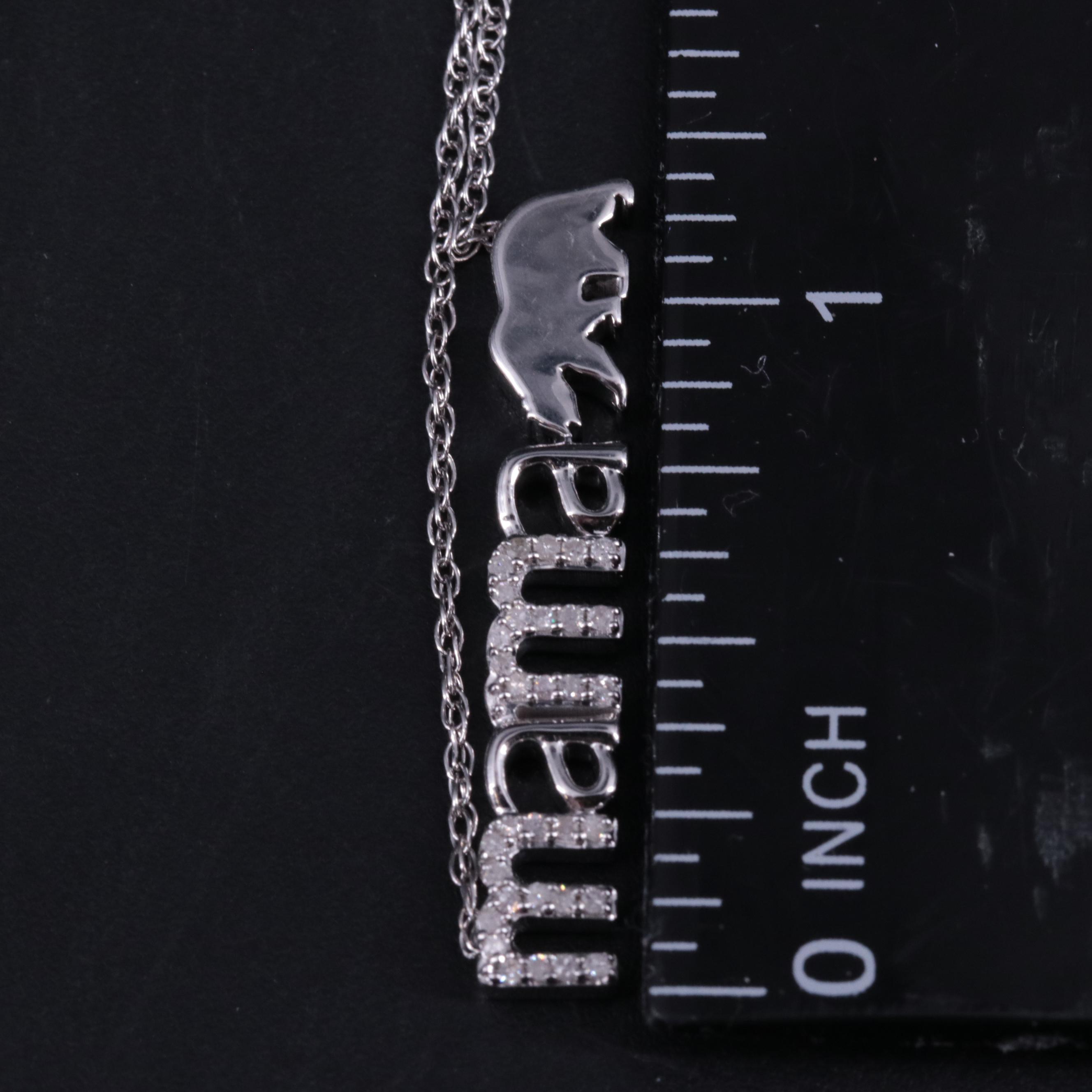 Sterling 0.11 CTW Diamond Mama Bear Pendant Necklace