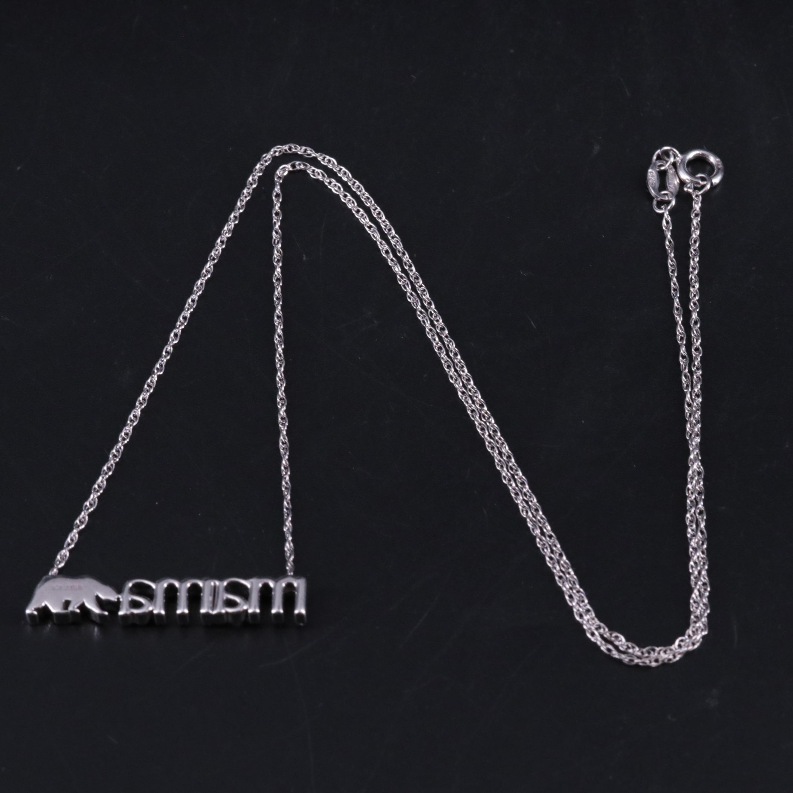 Sterling 0.11 CTW Diamond Mama Bear Pendant Necklace