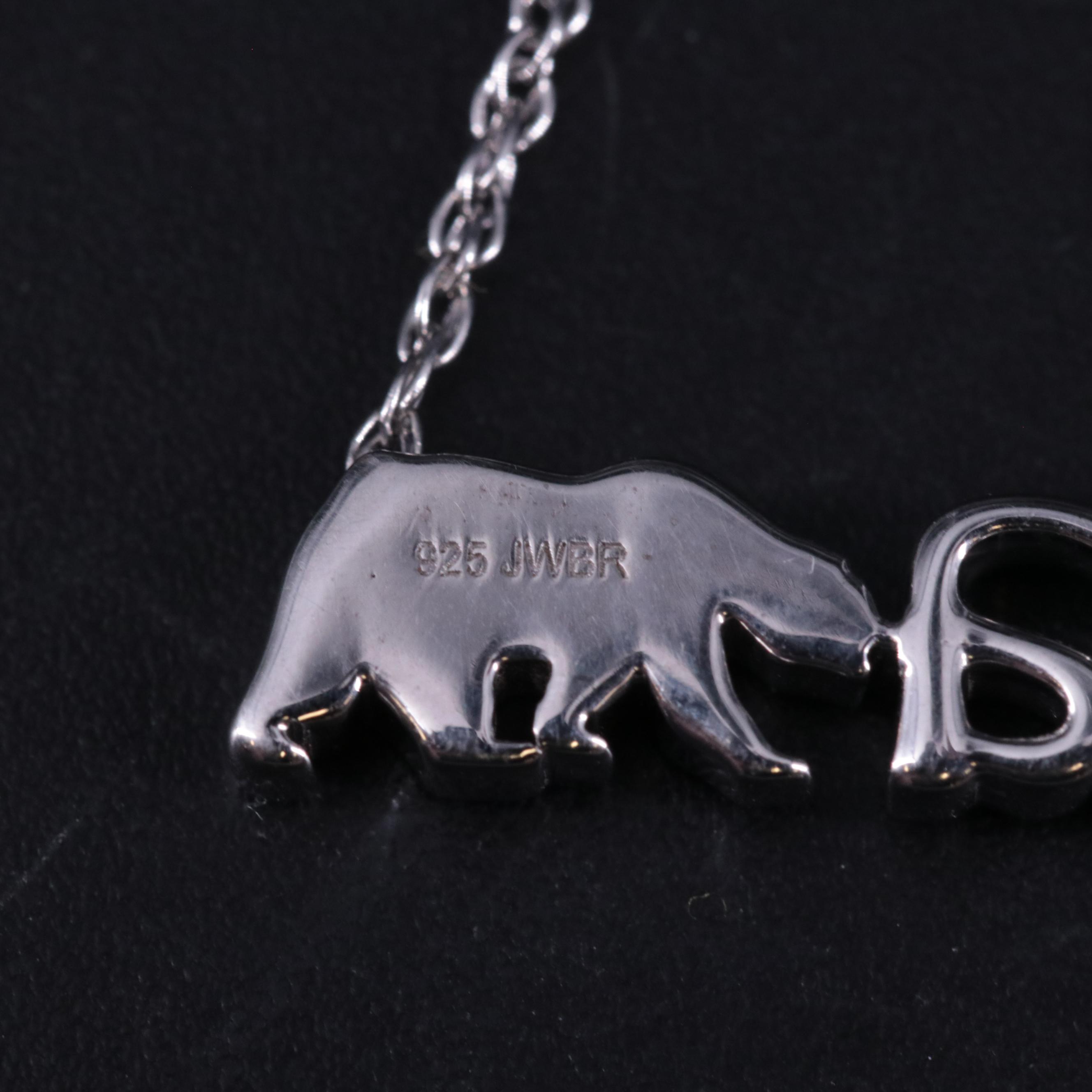 Sterling 0.11 CTW Diamond Mama Bear Pendant Necklace