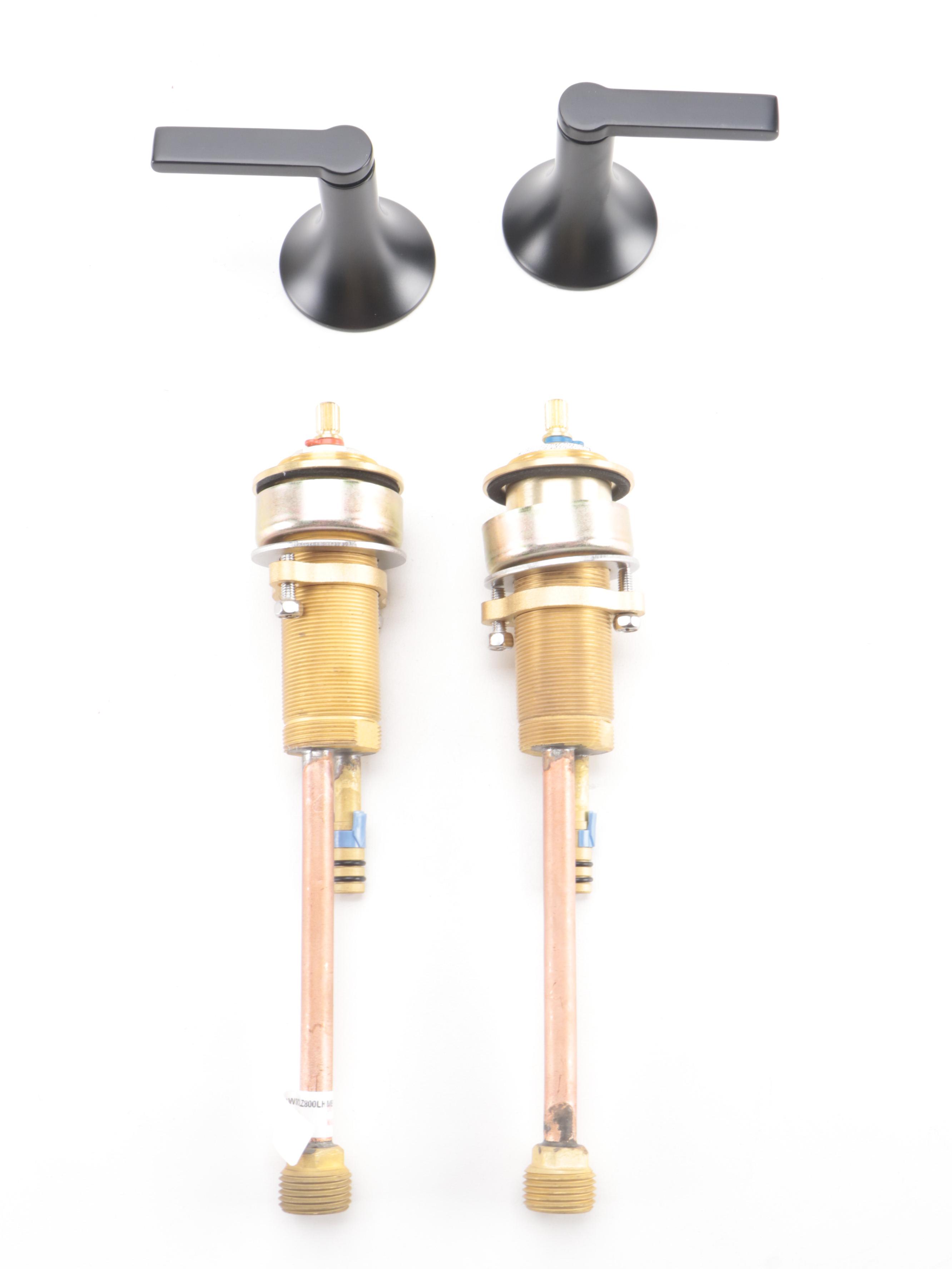 Matte Black Finish Widespread Faucet with Towel Ring and Toilet Paper Holder