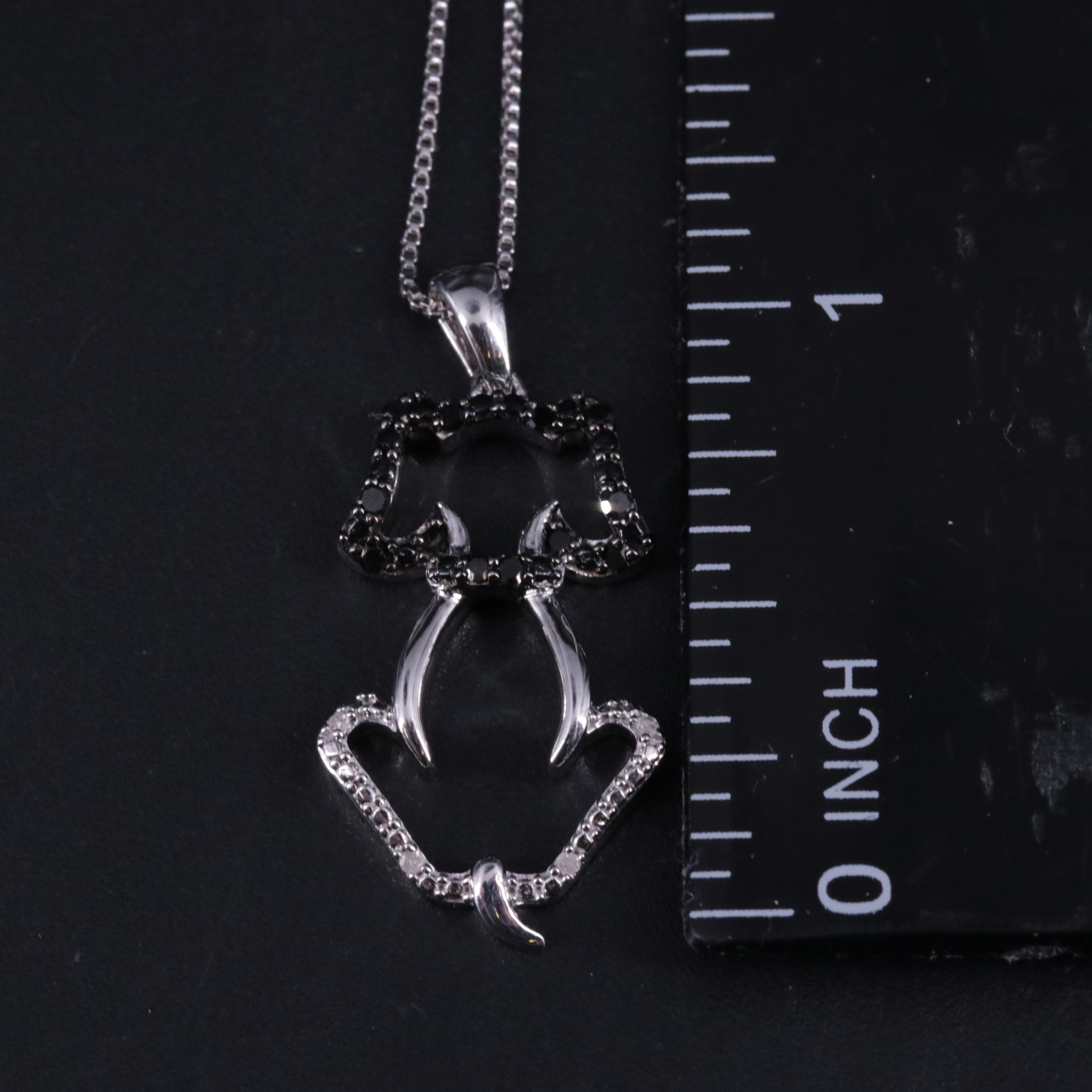 Sterling 0.11 CTW Diamond Dog Pendant Necklace