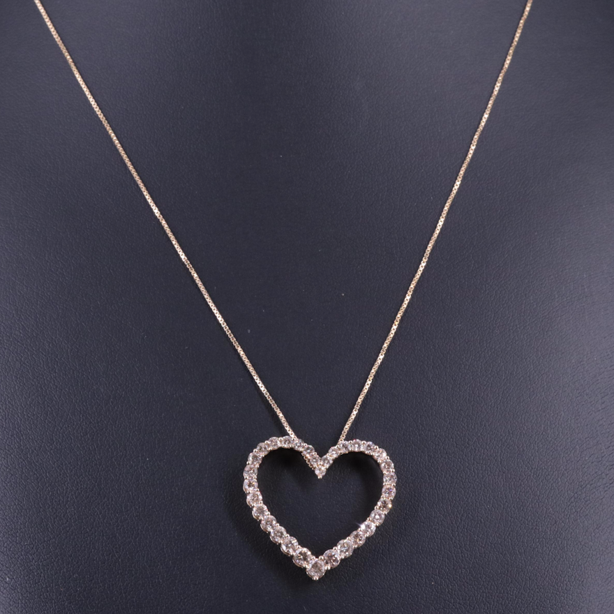 Sterling 1.53 CTW Diamond Heart Pendant Necklace