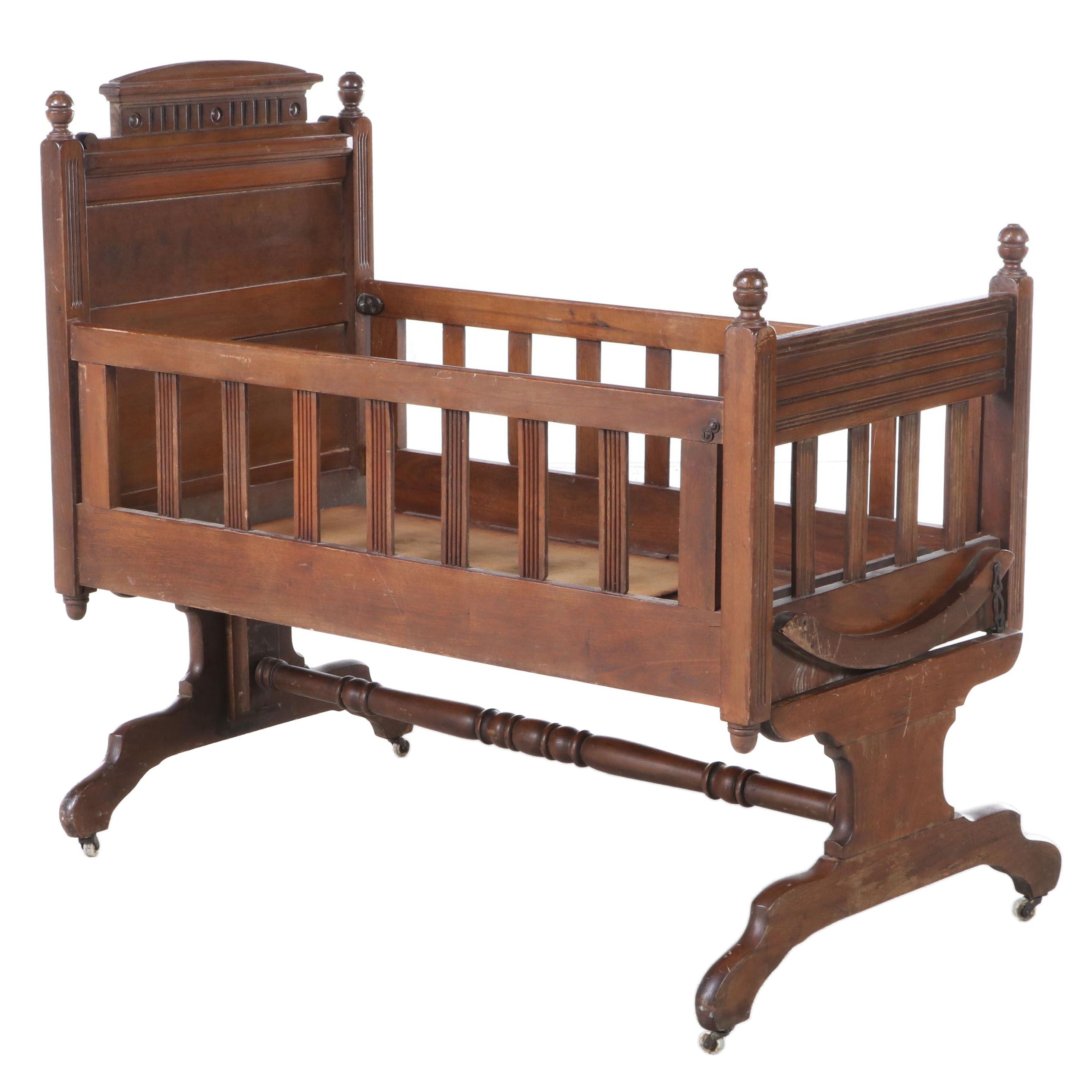 Victorian Walnut Crib, Late 19th Century
