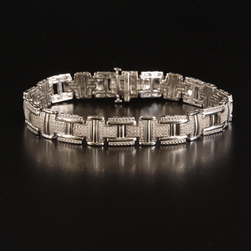 Sterling Diamond Link Bracelet