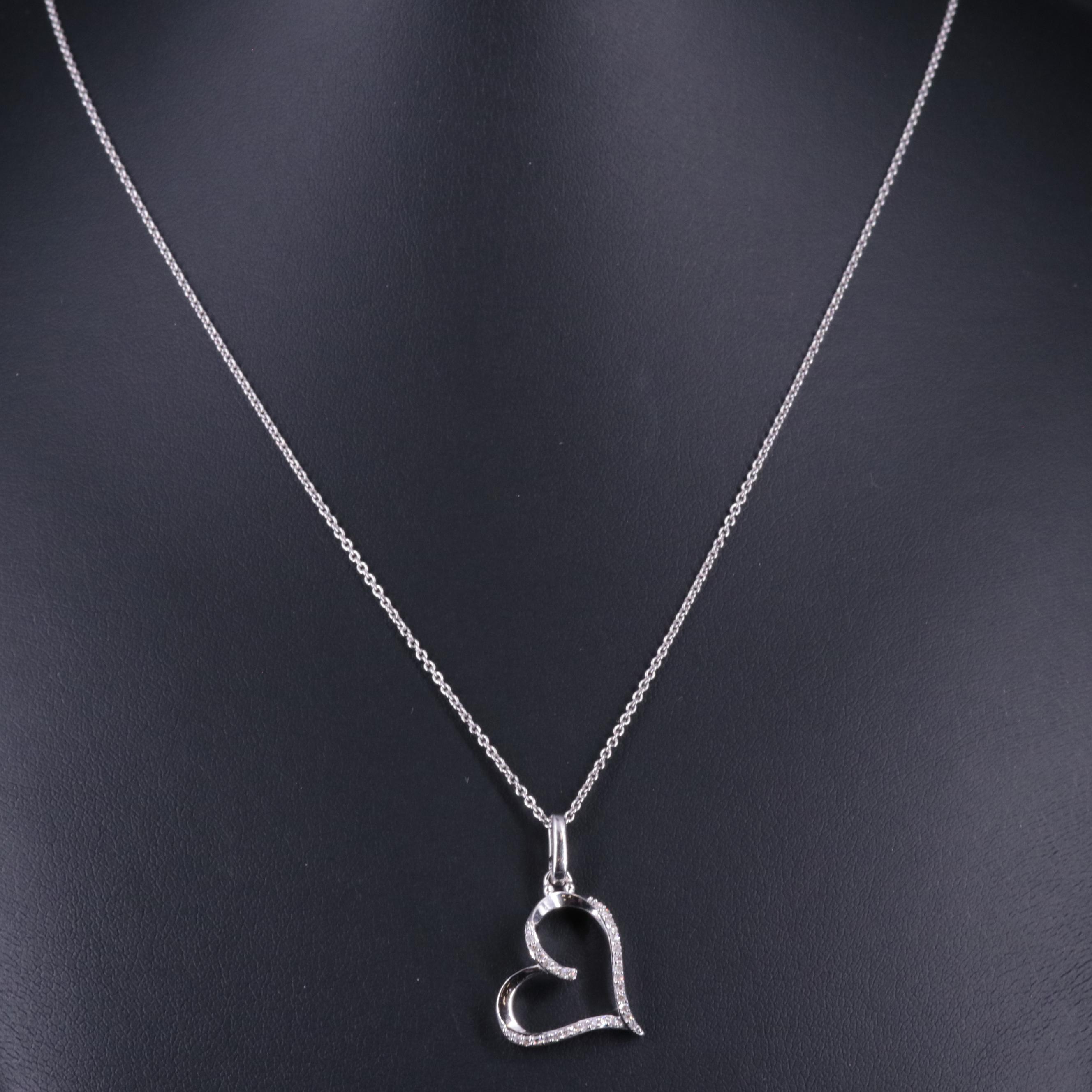 Sterling 0.11 CTW Diamond Heart Pendant Necklace
