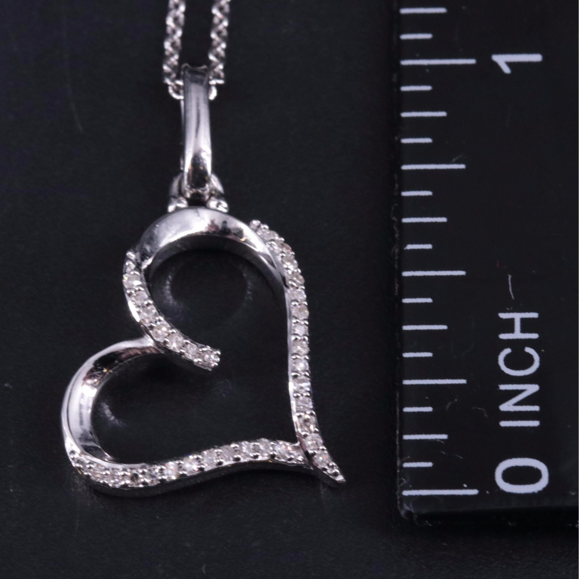 Sterling 0.11 CTW Diamond Heart Pendant Necklace
