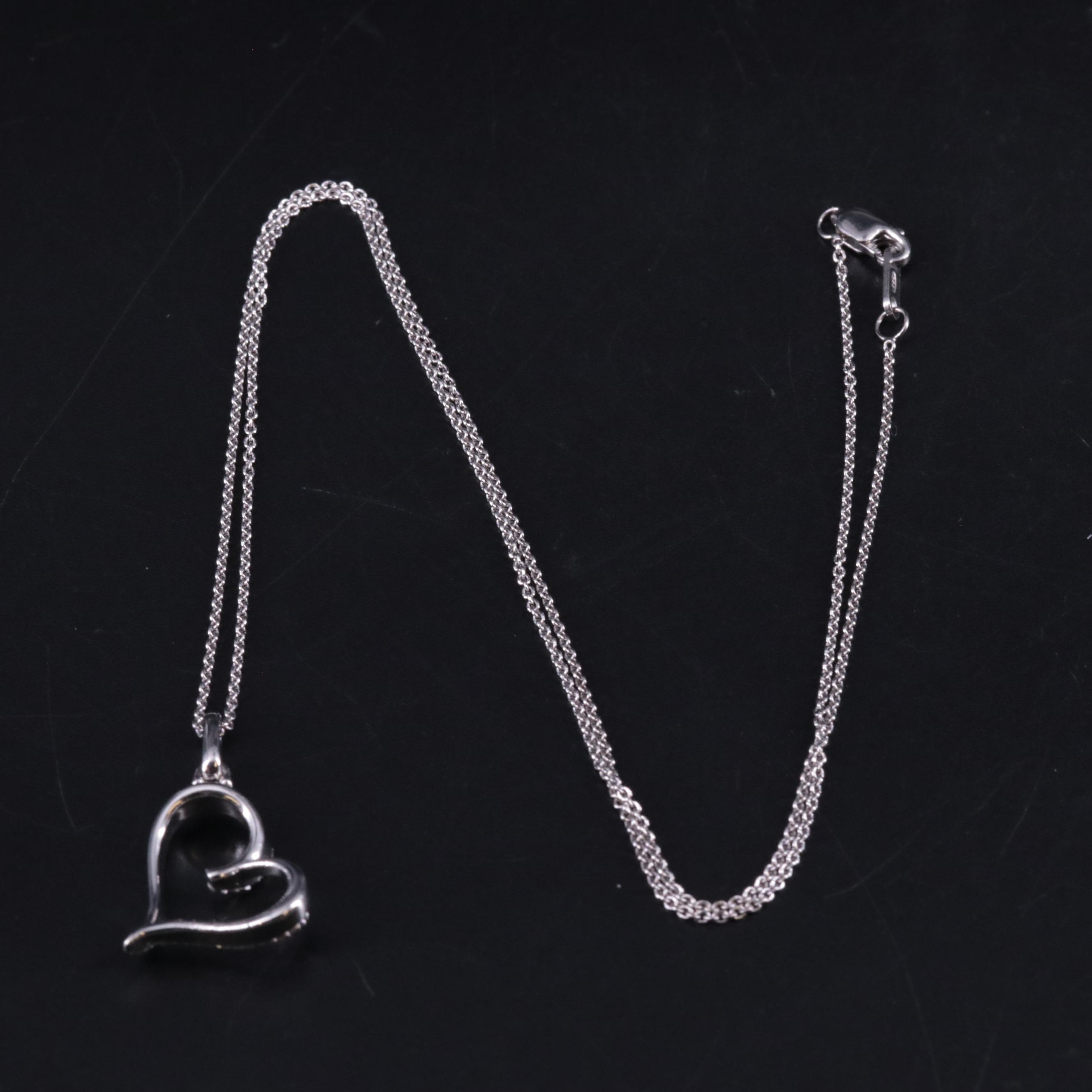 Sterling 0.11 CTW Diamond Heart Pendant Necklace