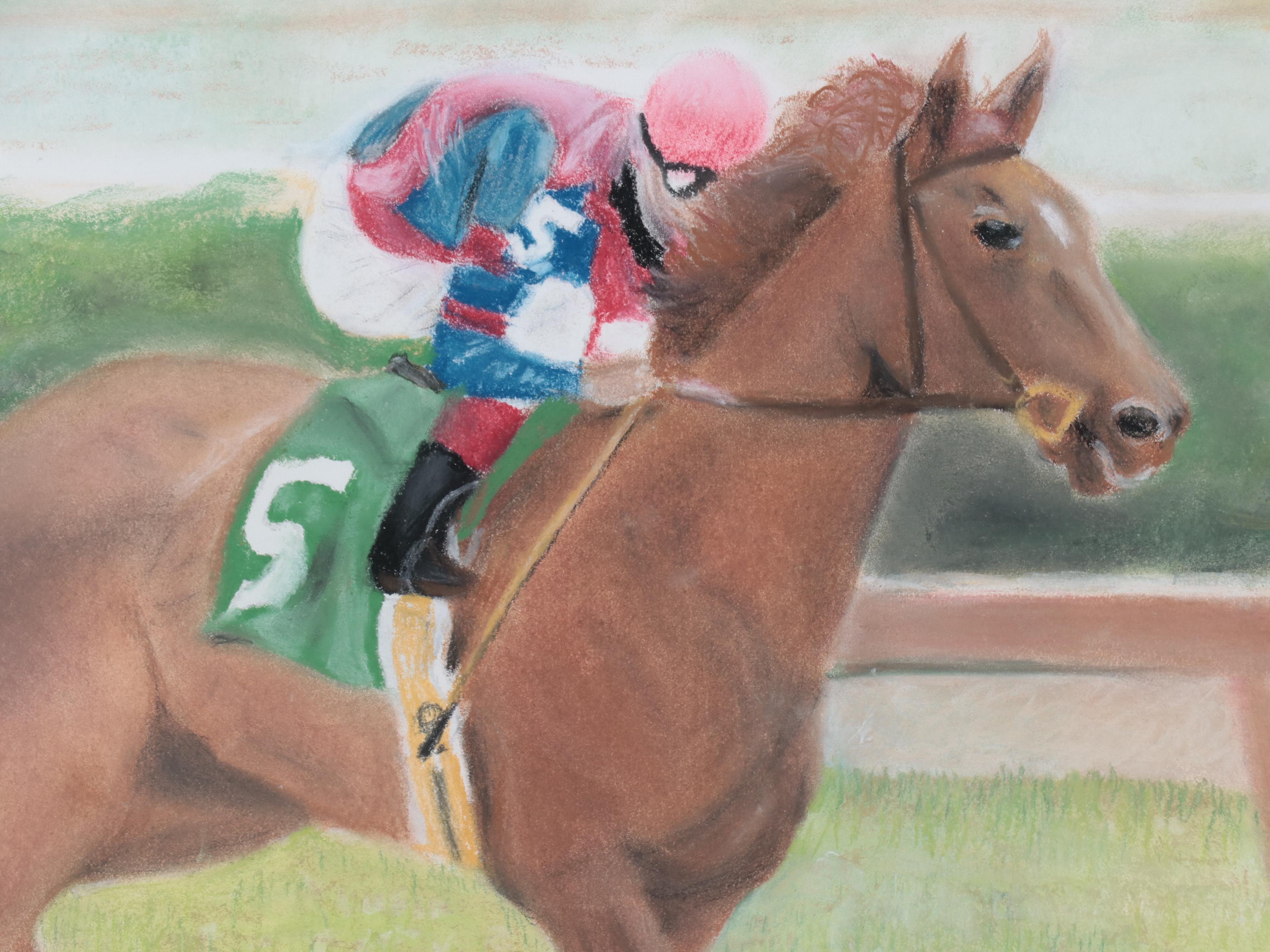 Pastel Drawing of a Race Horse