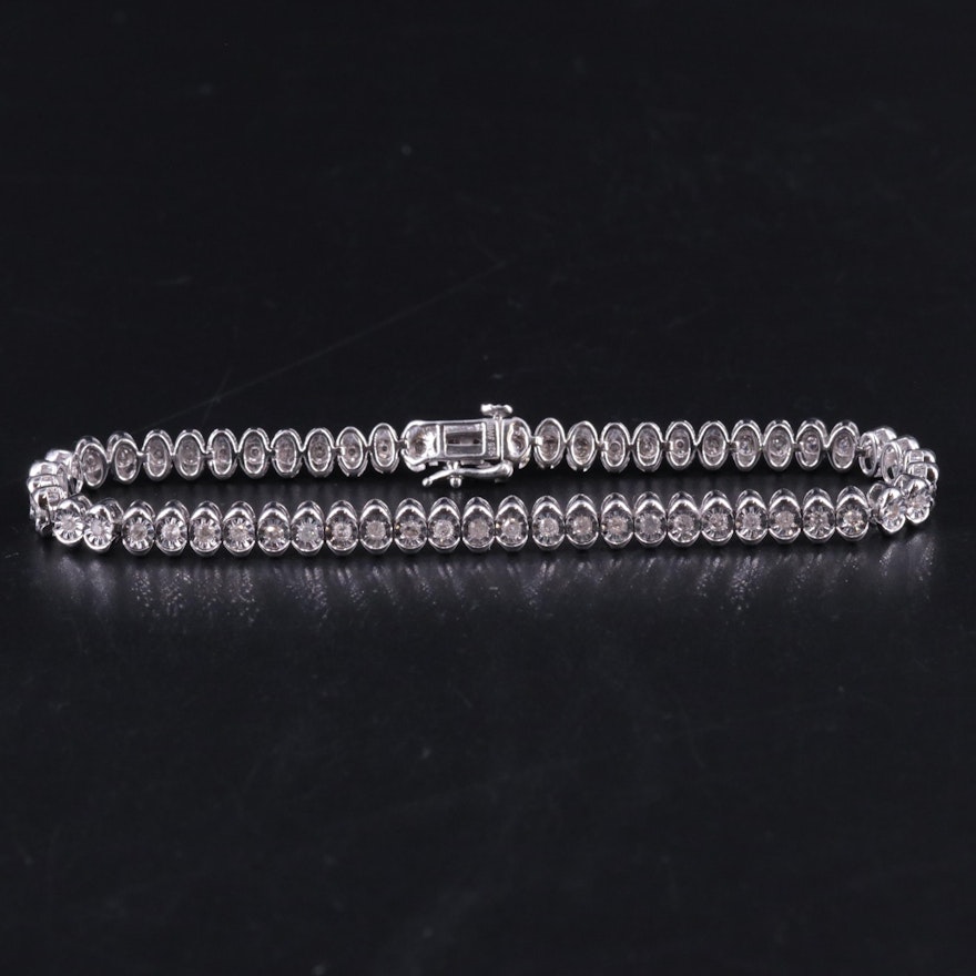 Sterling 1.02 CTW Diamond Bracelet