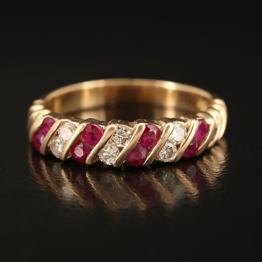 14K Ruby and Diamond Band