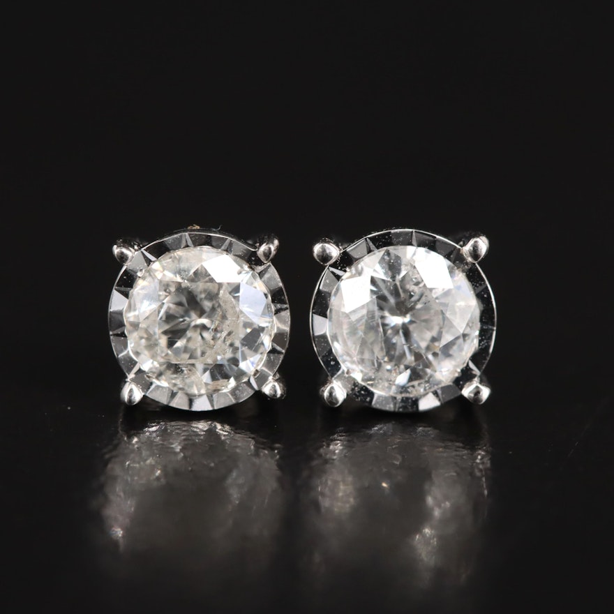 10K 1.00 CTW Diamond Stud Earrings