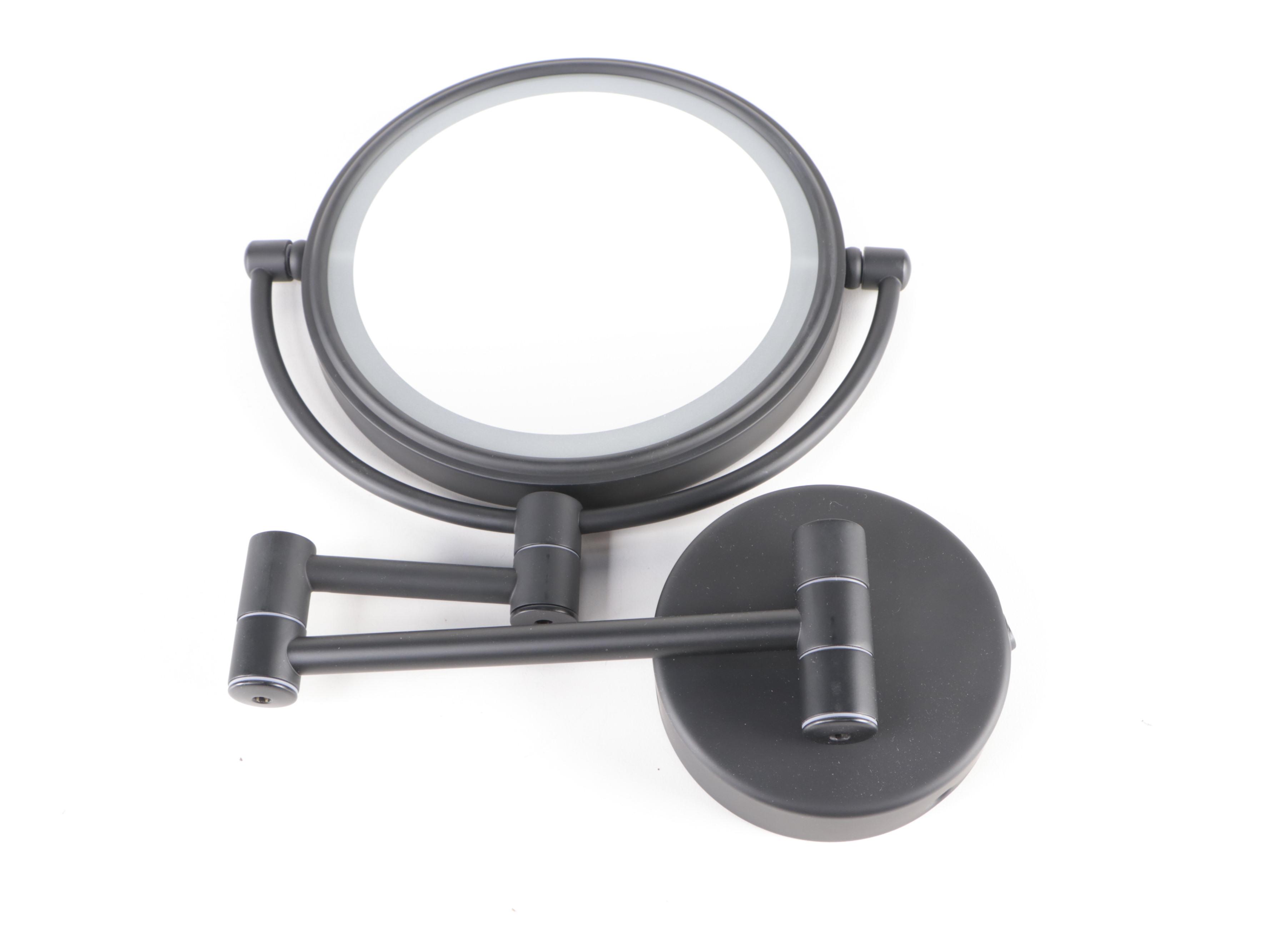 Matte Black Finish Widespread Bathroom Faucet with Wall Mount LED Makeup Mirror