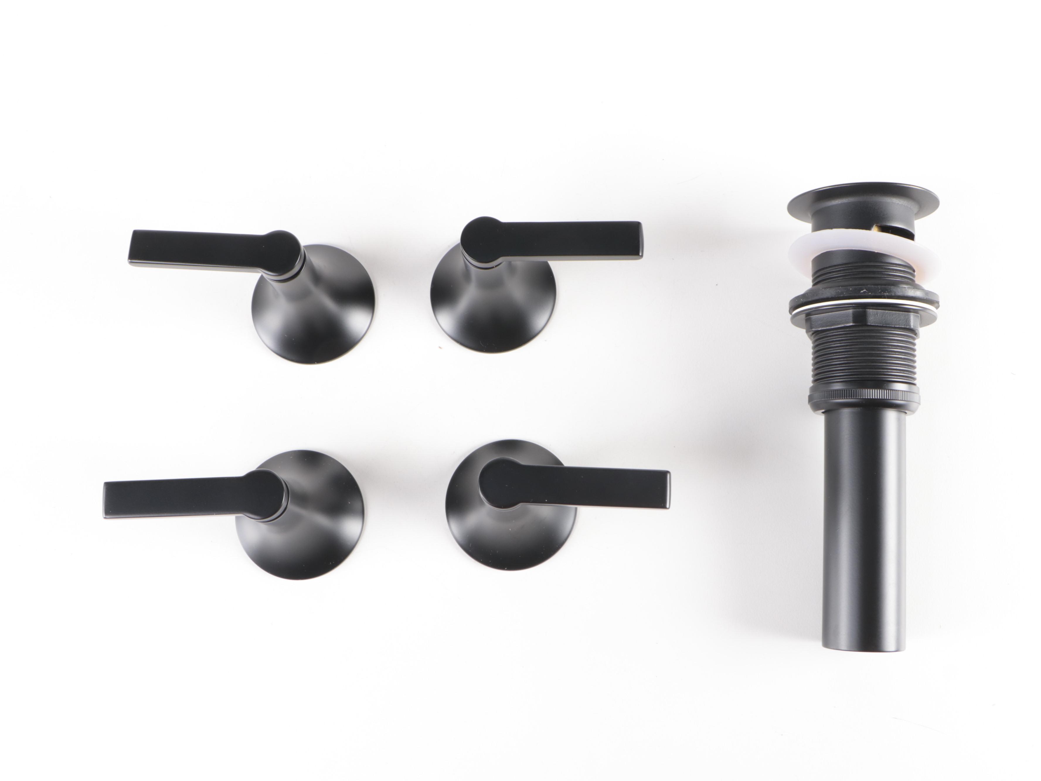 Matte Black Finish Widespread Bathroom Faucet with Wall Mount LED Makeup Mirror