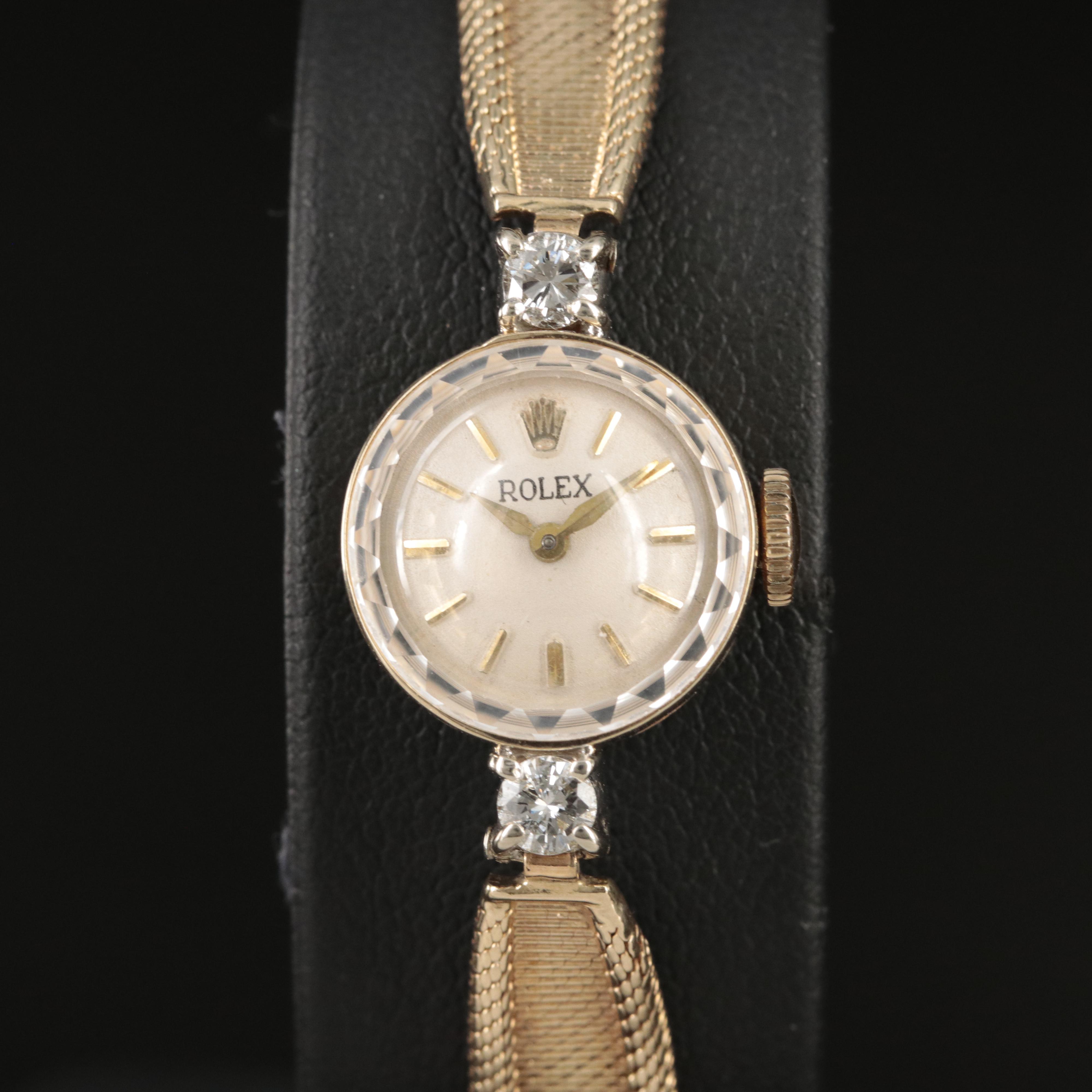 Vintage Rolex 14K and Diamond Watch