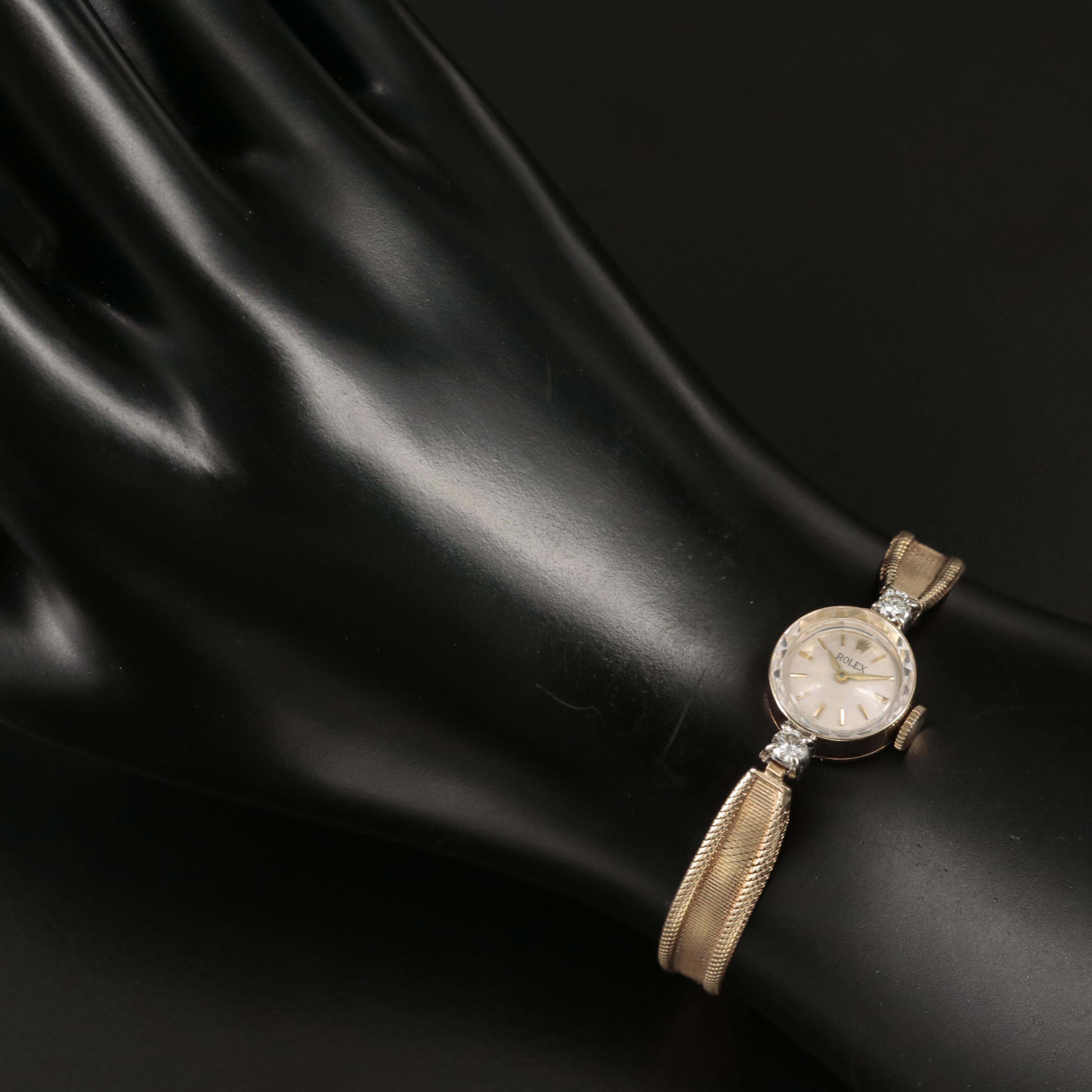 Vintage Rolex 14K and Diamond Watch