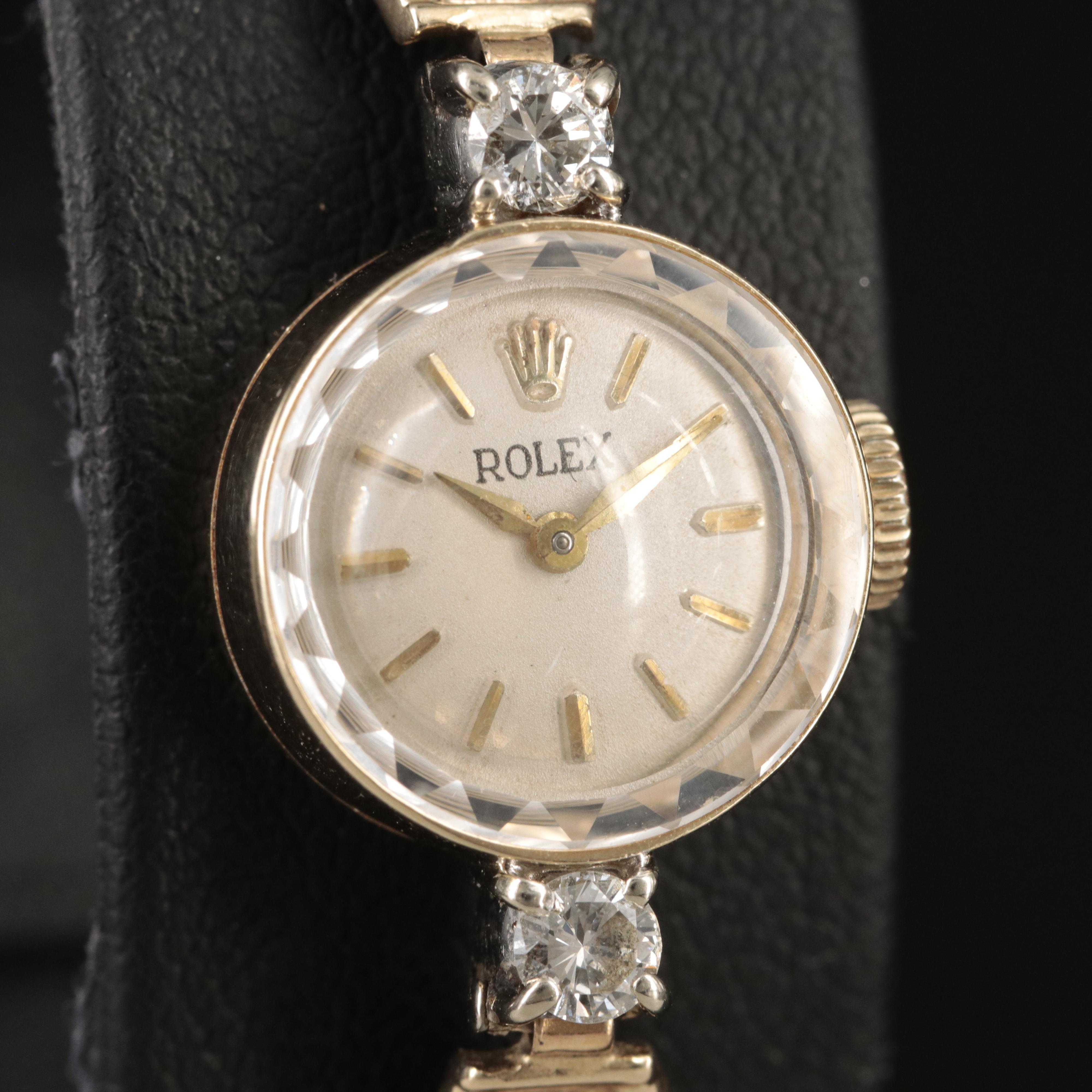 Vintage Rolex 14K and Diamond Watch