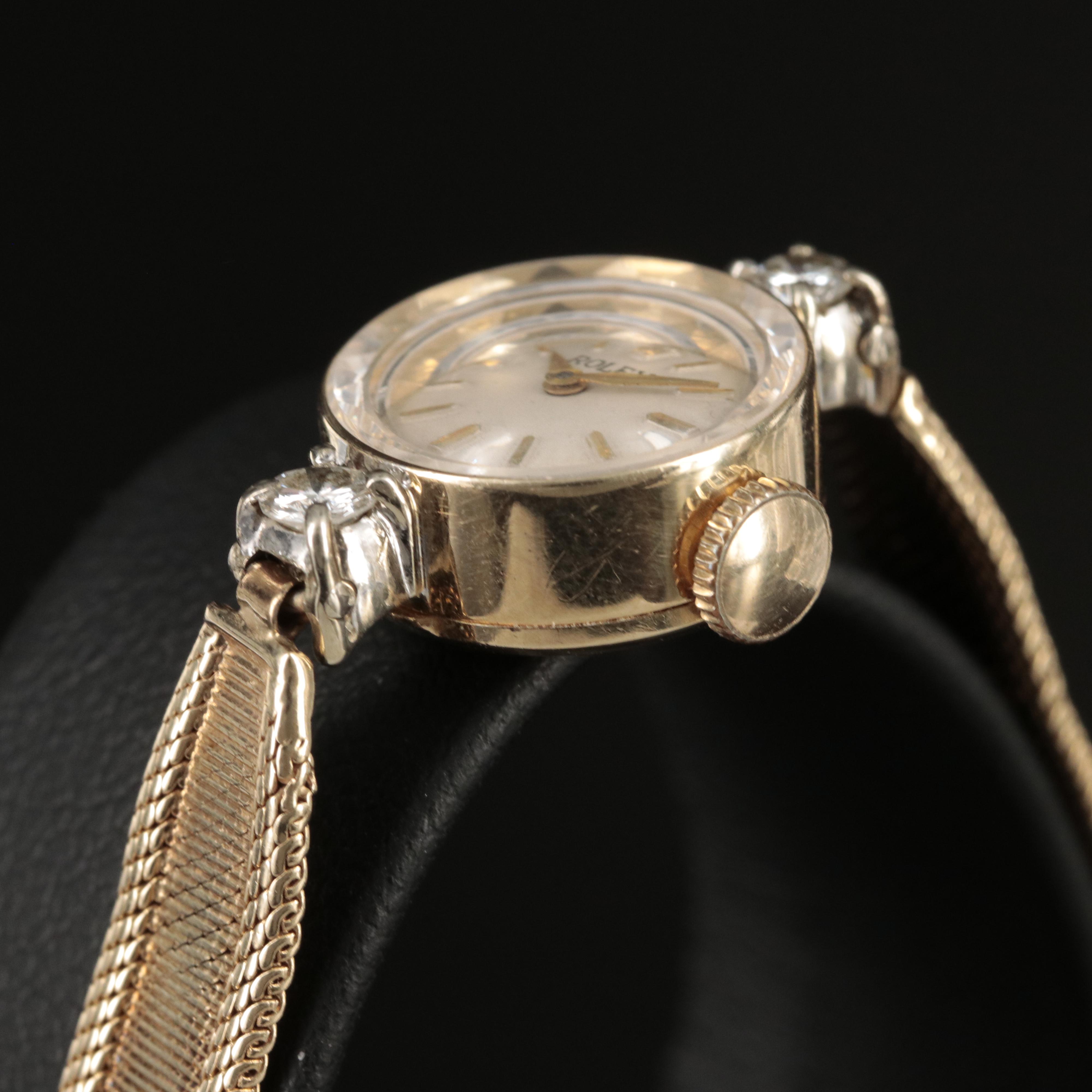 Vintage Rolex 14K and Diamond Watch